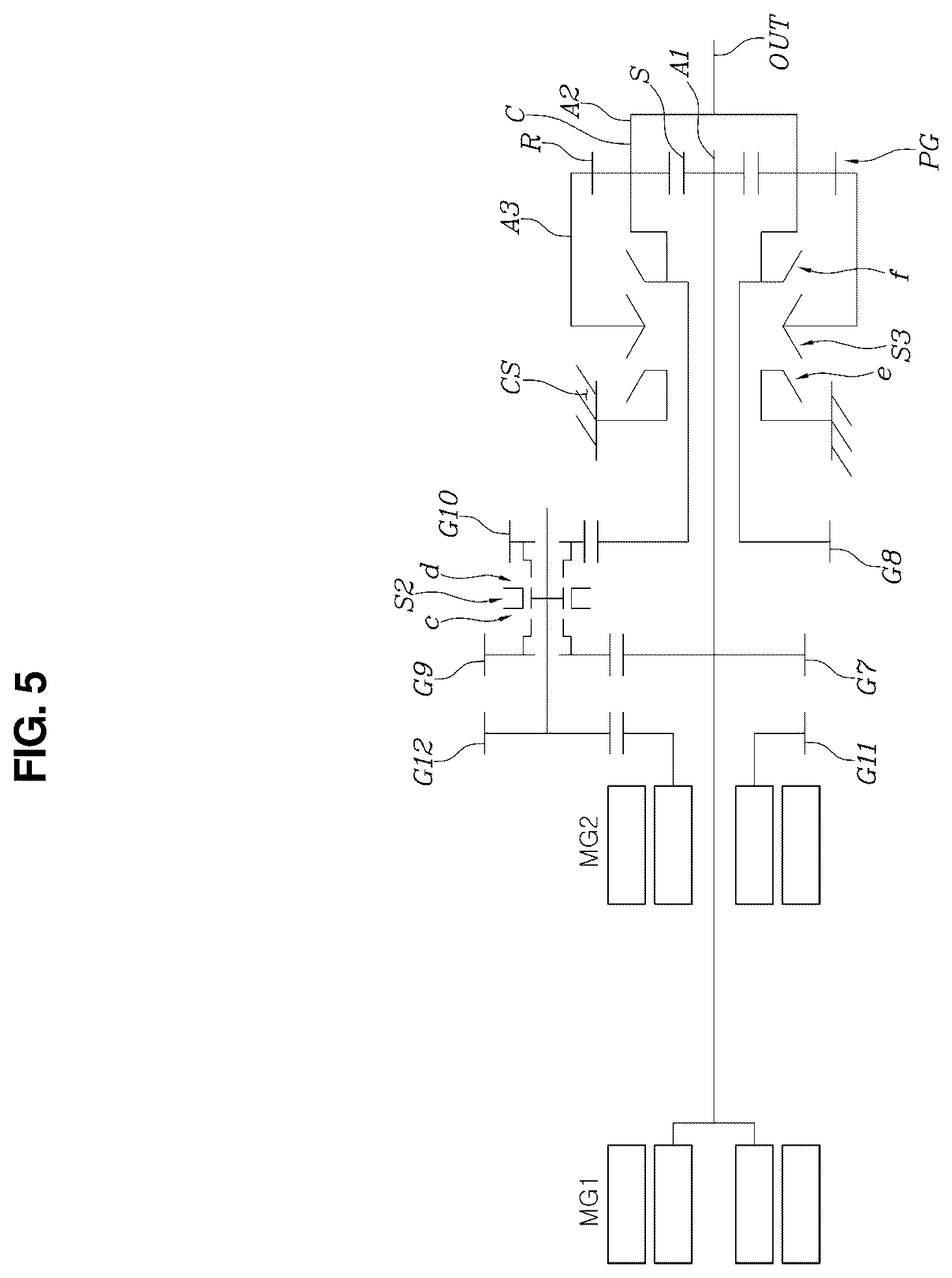 Patent US11815165 Figure 5 – Powertrain for electric vehicle