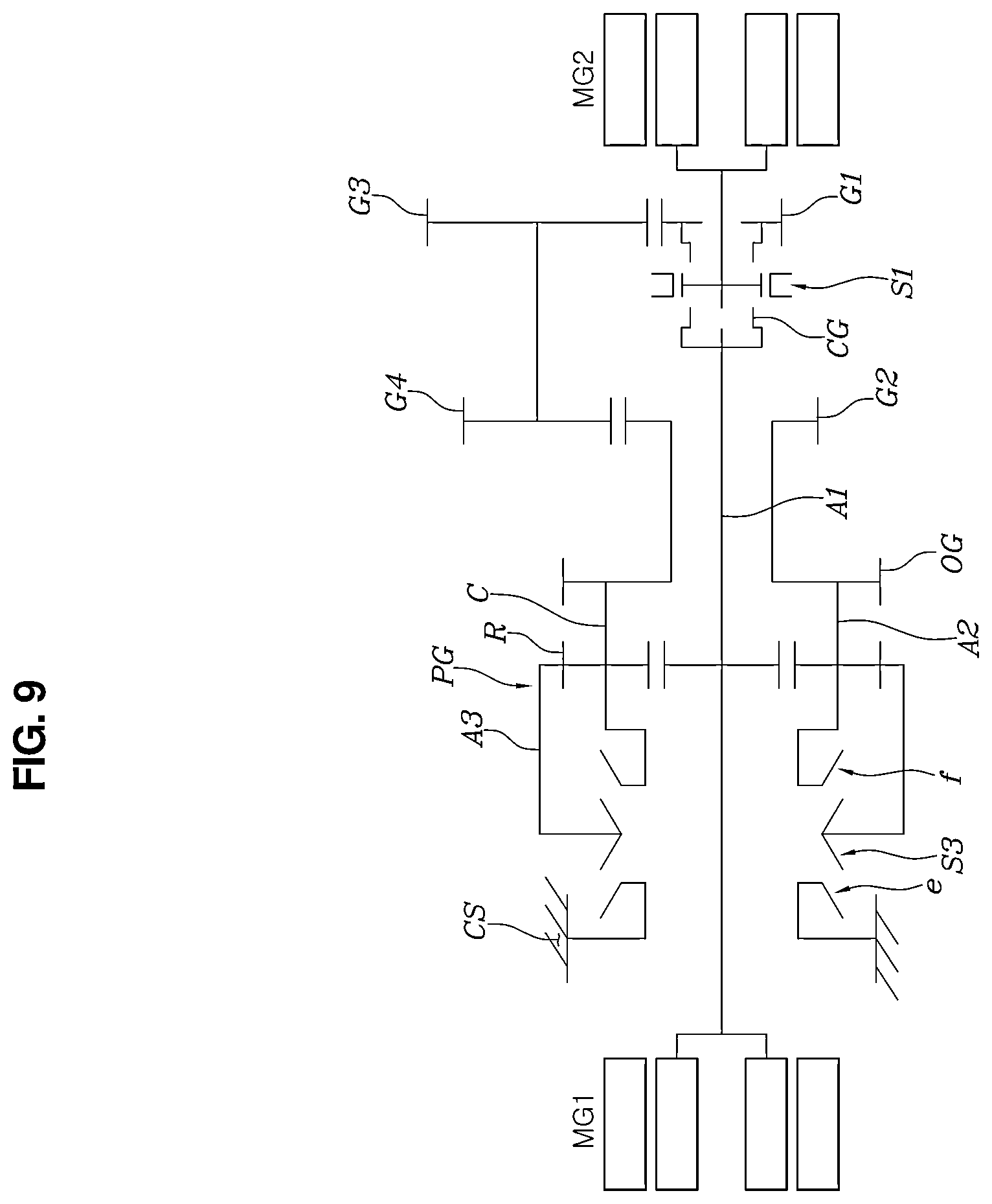 Patent US11815165 Figure 9 – Powertrain for electric vehicle
