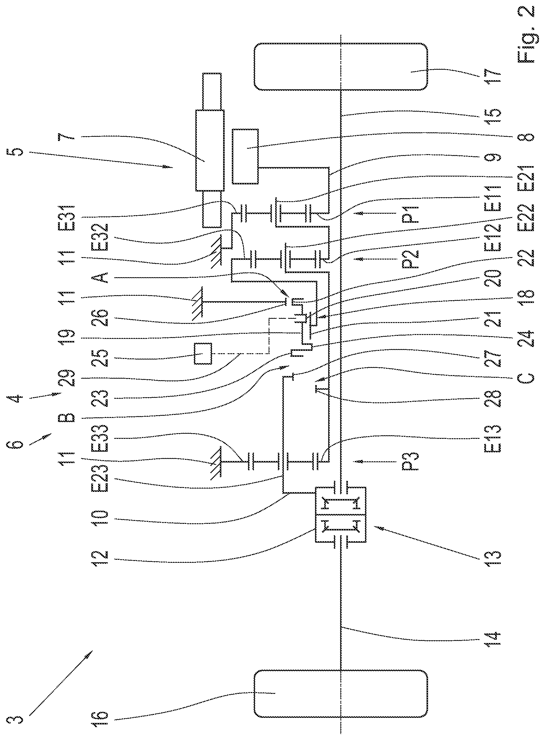 Patent US11815166 Figure 2 – Motor vehicle transmissions, in particular electric vehicle transmissions