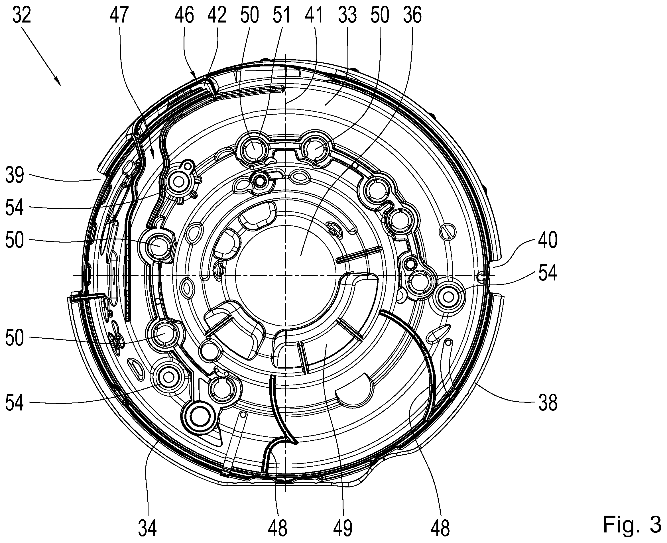 Patent US11815167 Figure 3 – Lubricant guide shell for an arrangement in the area of a hydrodynamic torque converter