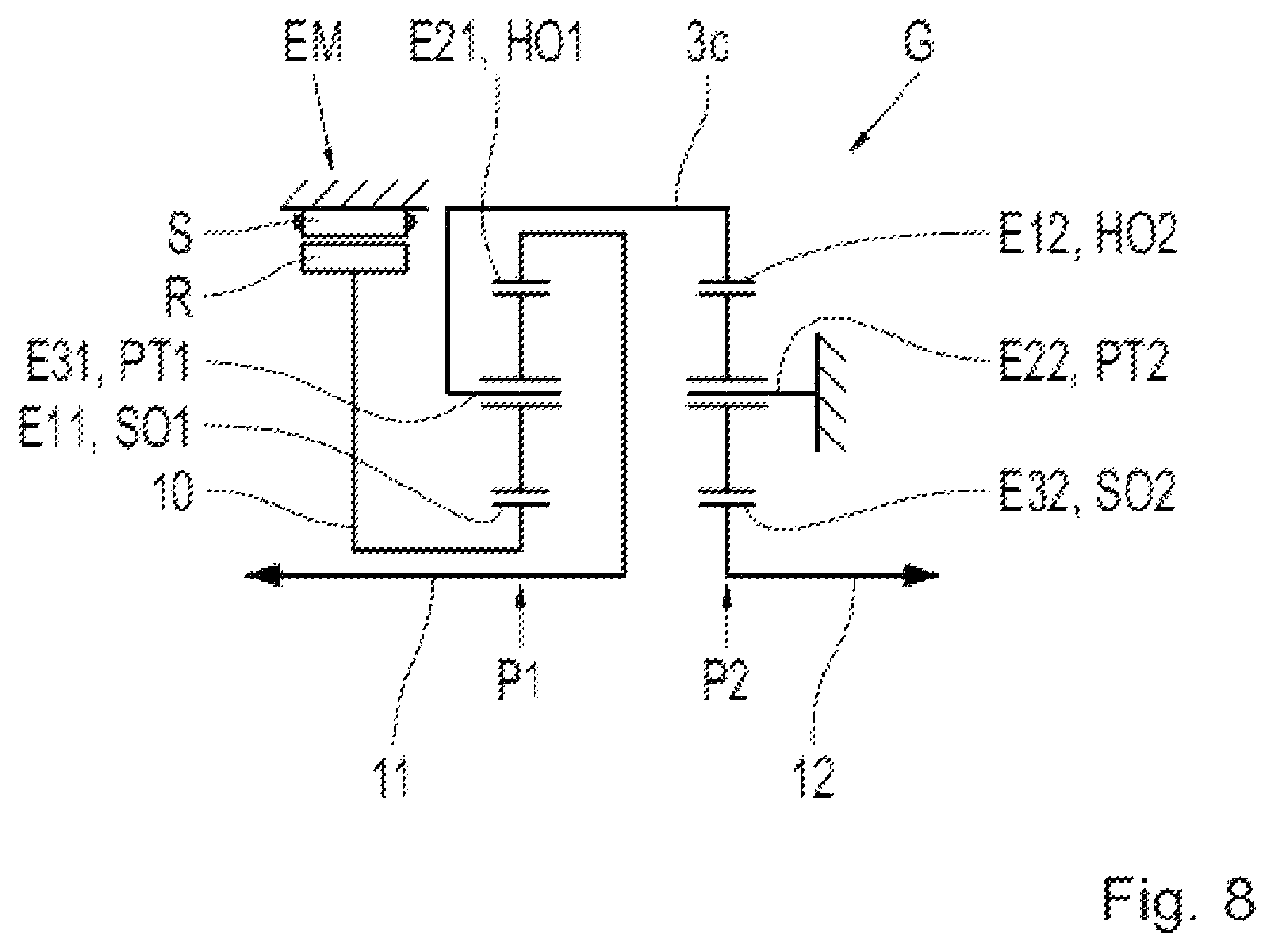 Patent US11815169 Figure 10 – Transmission, drive train and vehicle having a transmission