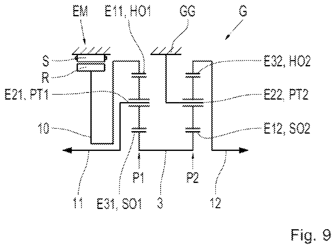 Patent US11815169 Figure 11 – Transmission, drive train and vehicle having a transmission