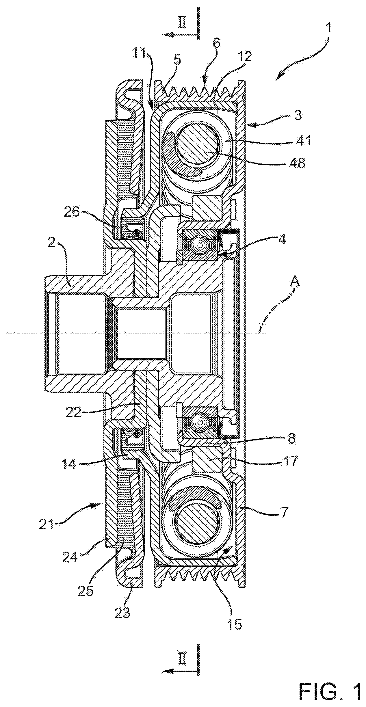 Patent US11815172 Figure 1 – Filtering pulley