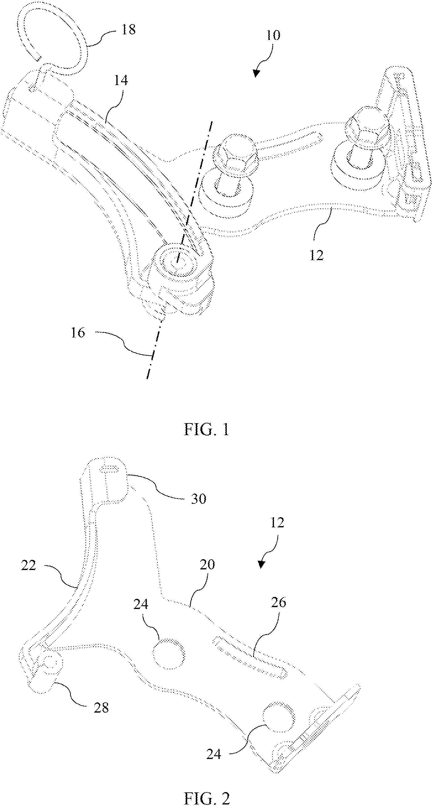 Patent US11815180 Figure 1 – Tensioner with stamped pivot pin