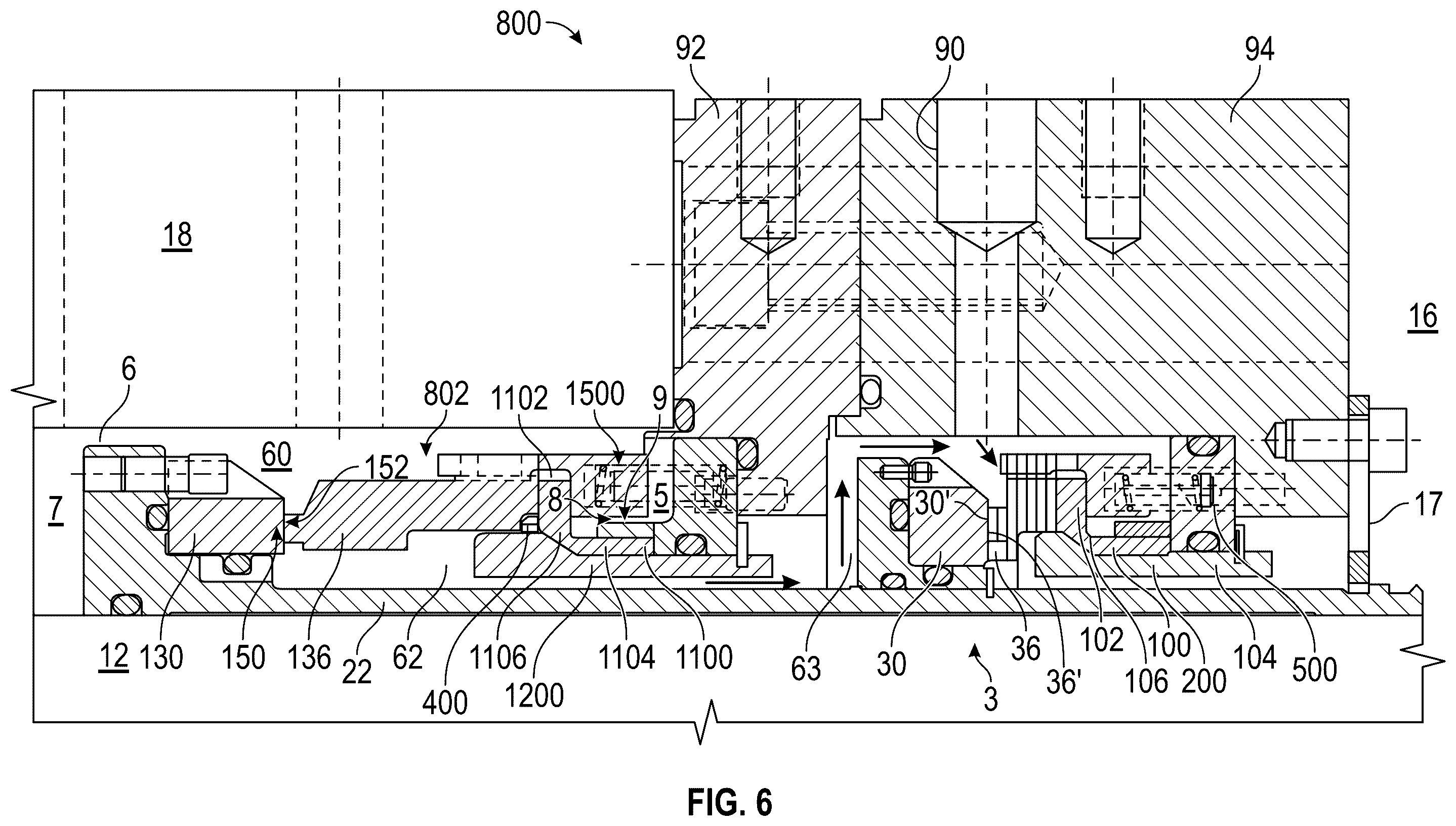 Patent US11815185 Figure 6 – Non-pusher dry running seal with sealing elastomer as a backup in sliding seal system