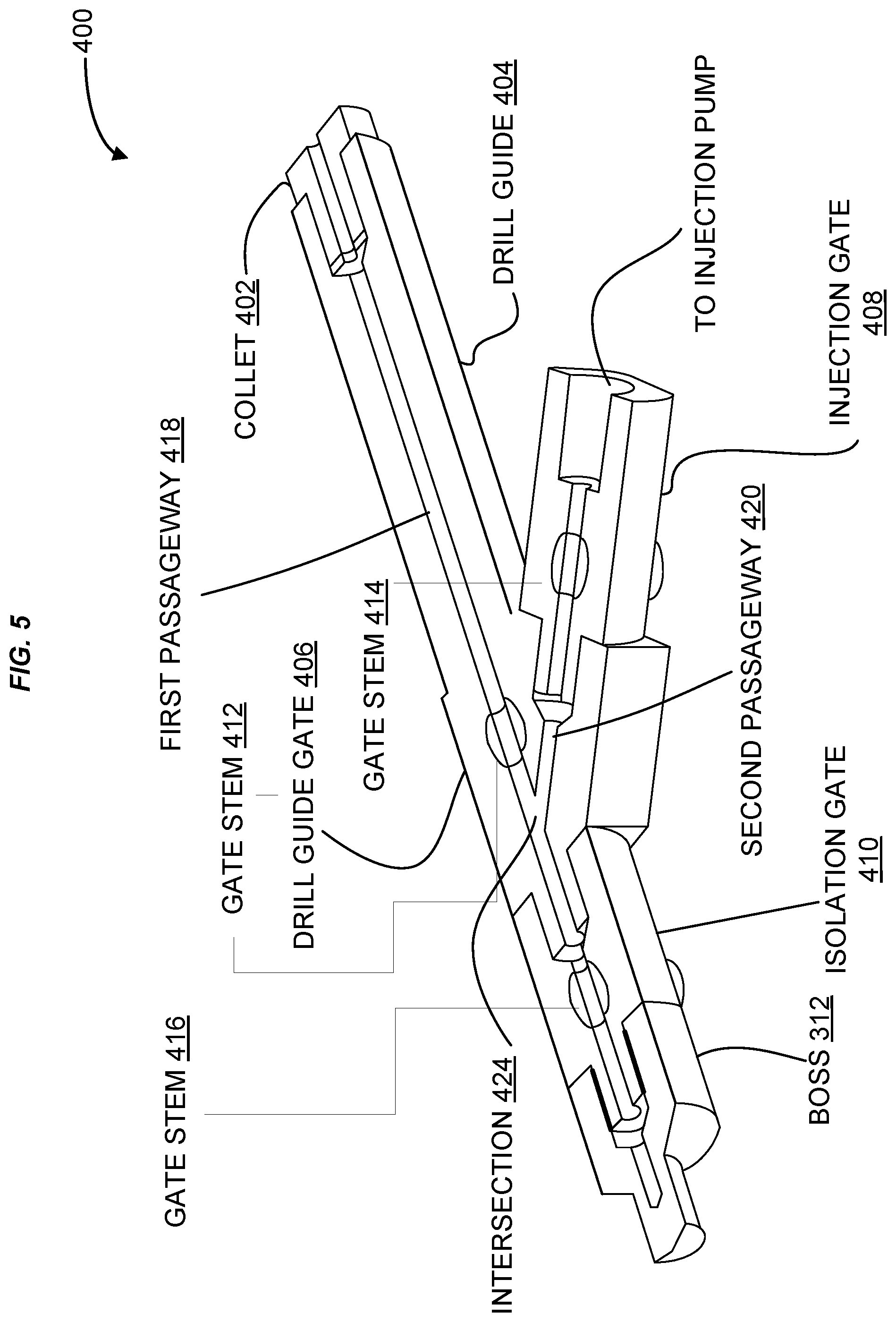 Patent US11815192 Figure 5 – Plurality of studs being friction welded to an exterior surface of a curved structure having a block patch and a steel patch between the exterior surface and the studs