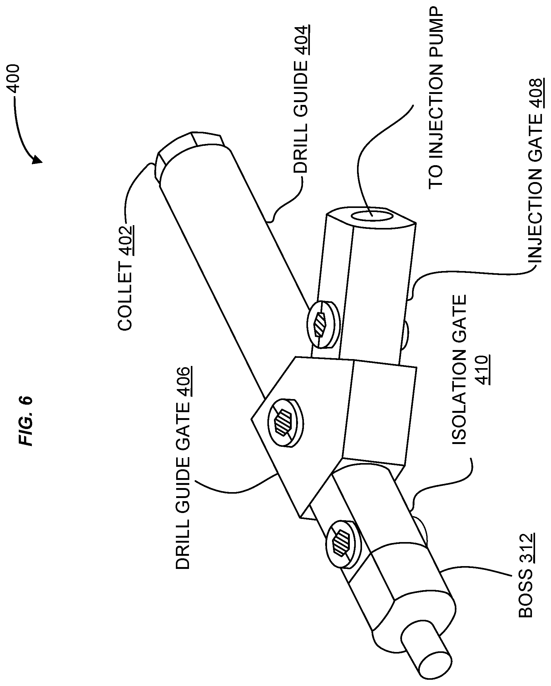 Patent US11815192 Figure 6 – Plurality of studs being friction welded to an exterior surface of a curved structure having a block patch and a steel patch between the exterior surface and the studs