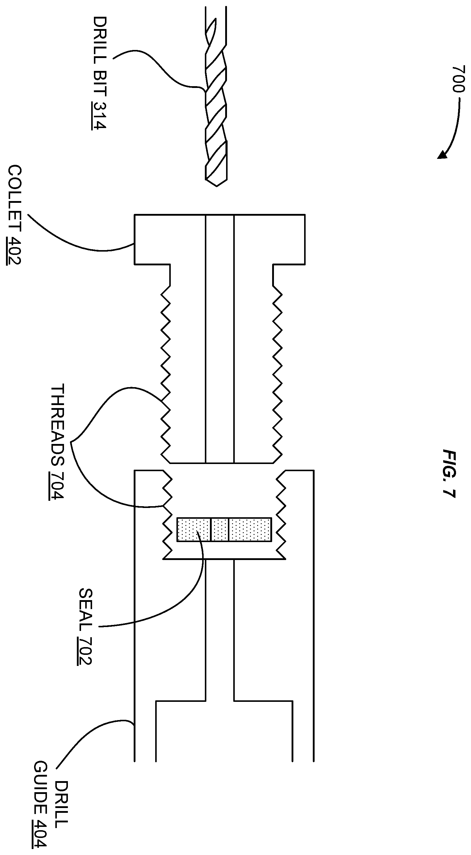 Patent US11815192 Figure 7 – Plurality of studs being friction welded to an exterior surface of a curved structure having a block patch and a steel patch between the exterior surface and the studs