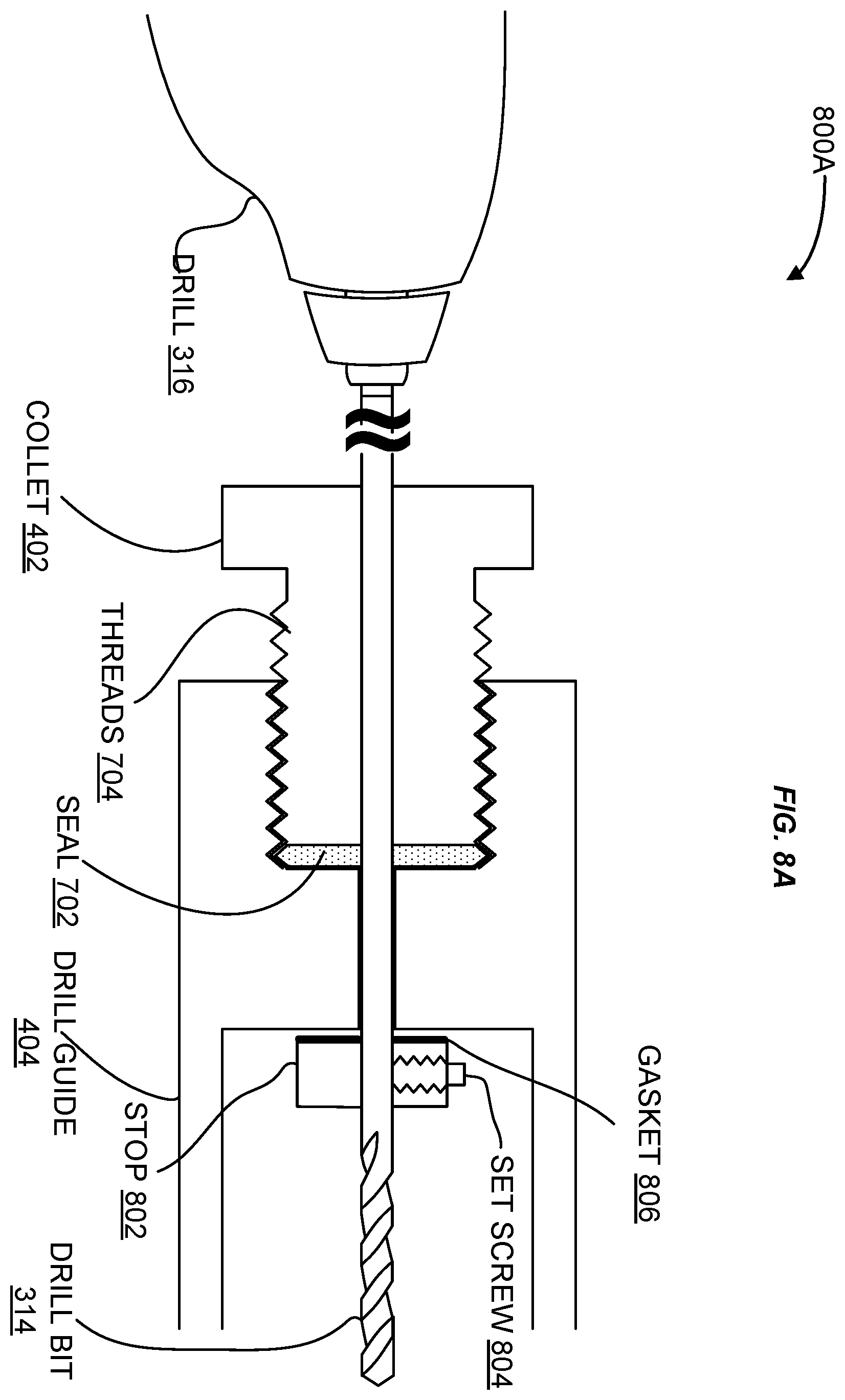 Patent US11815192 Figure 8 – Plurality of studs being friction welded to an exterior surface of a curved structure having a block patch and a steel patch between the exterior surface and the studs