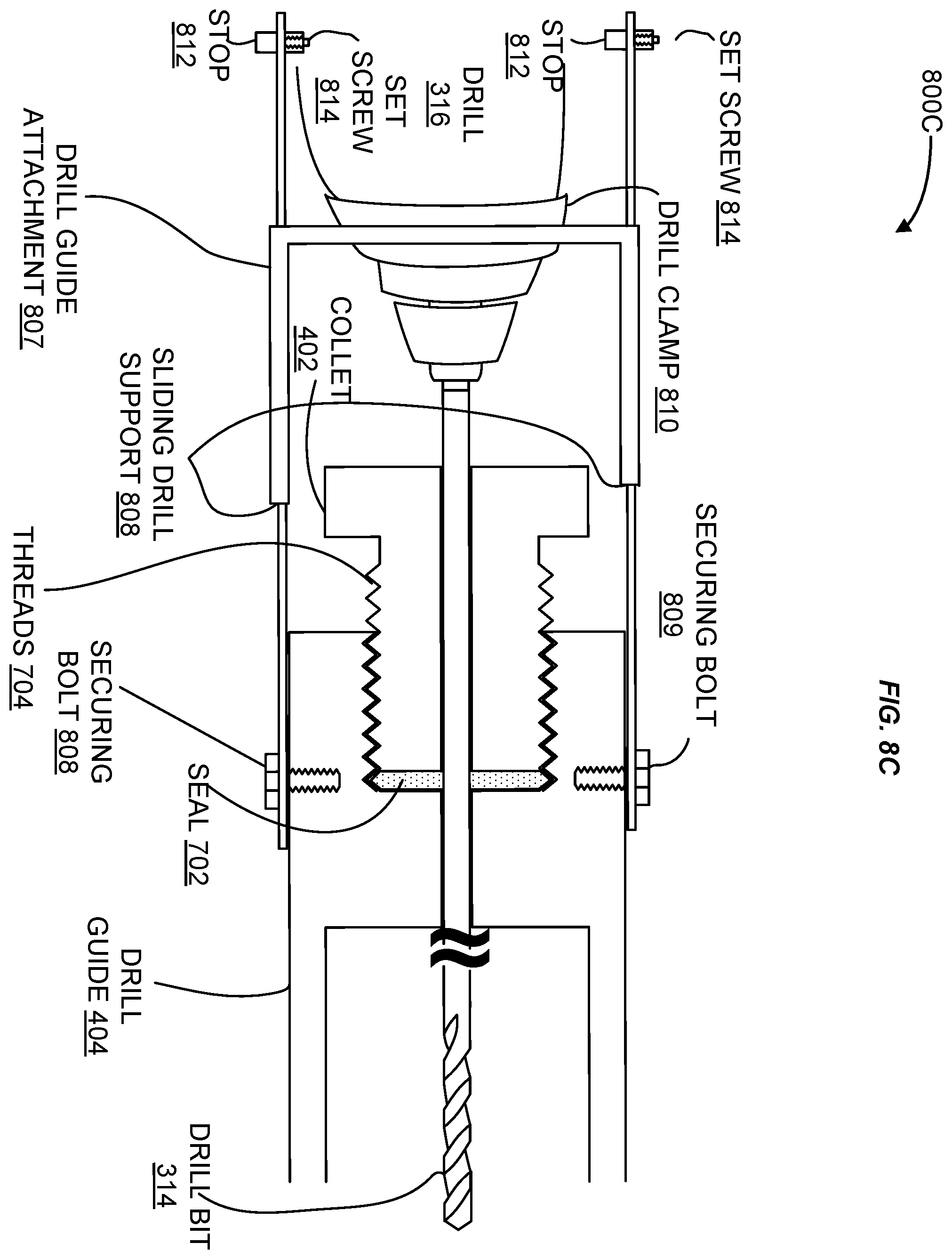 Patent US11815192 Figure 10 – Plurality of studs being friction welded to an exterior surface of a curved structure having a block patch and a steel patch between the exterior surface and the studs