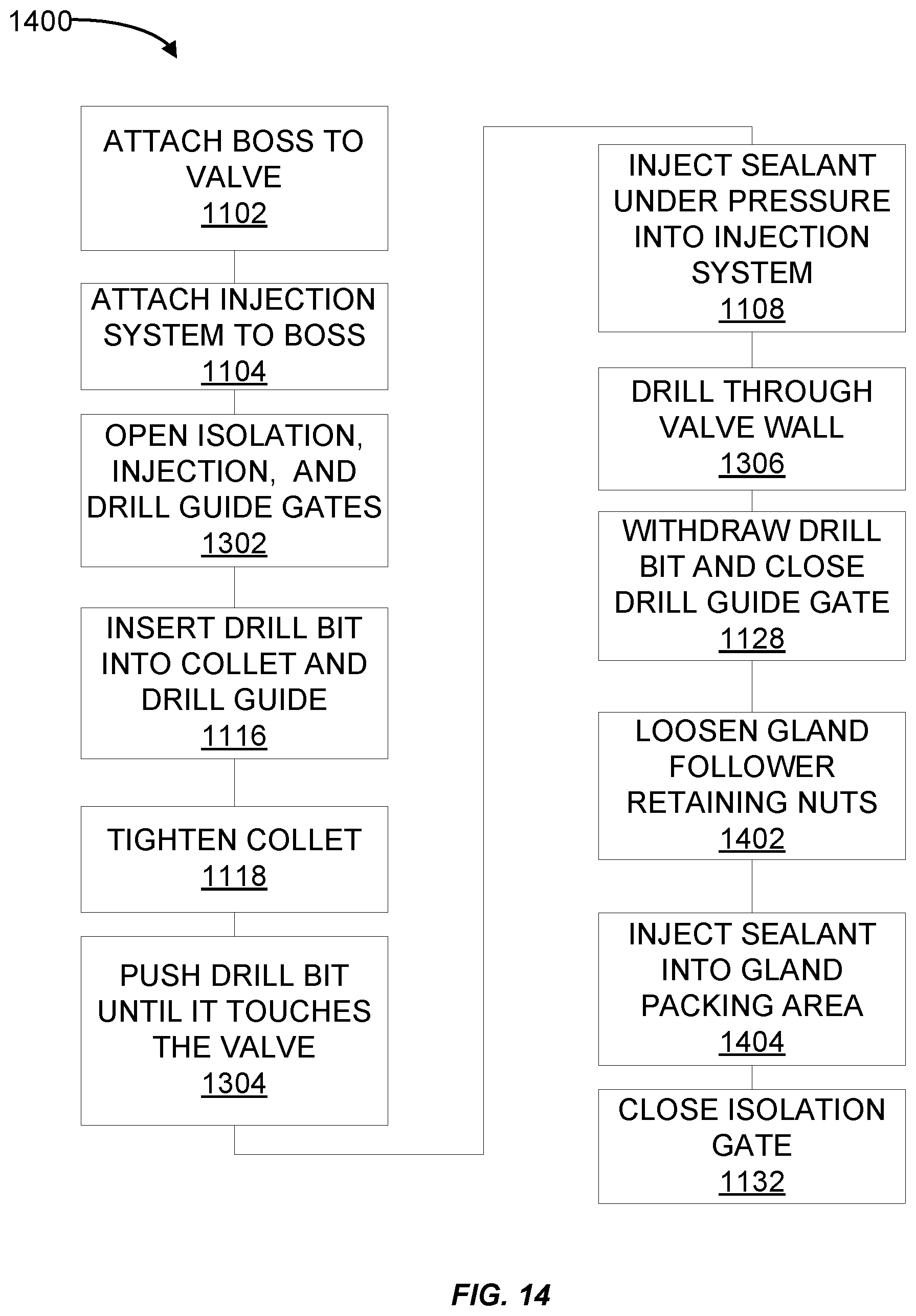 Patent US11815192 Figure 17 – Plurality of studs being friction welded to an exterior surface of a curved structure having a block patch and a steel patch between the exterior surface and the studs