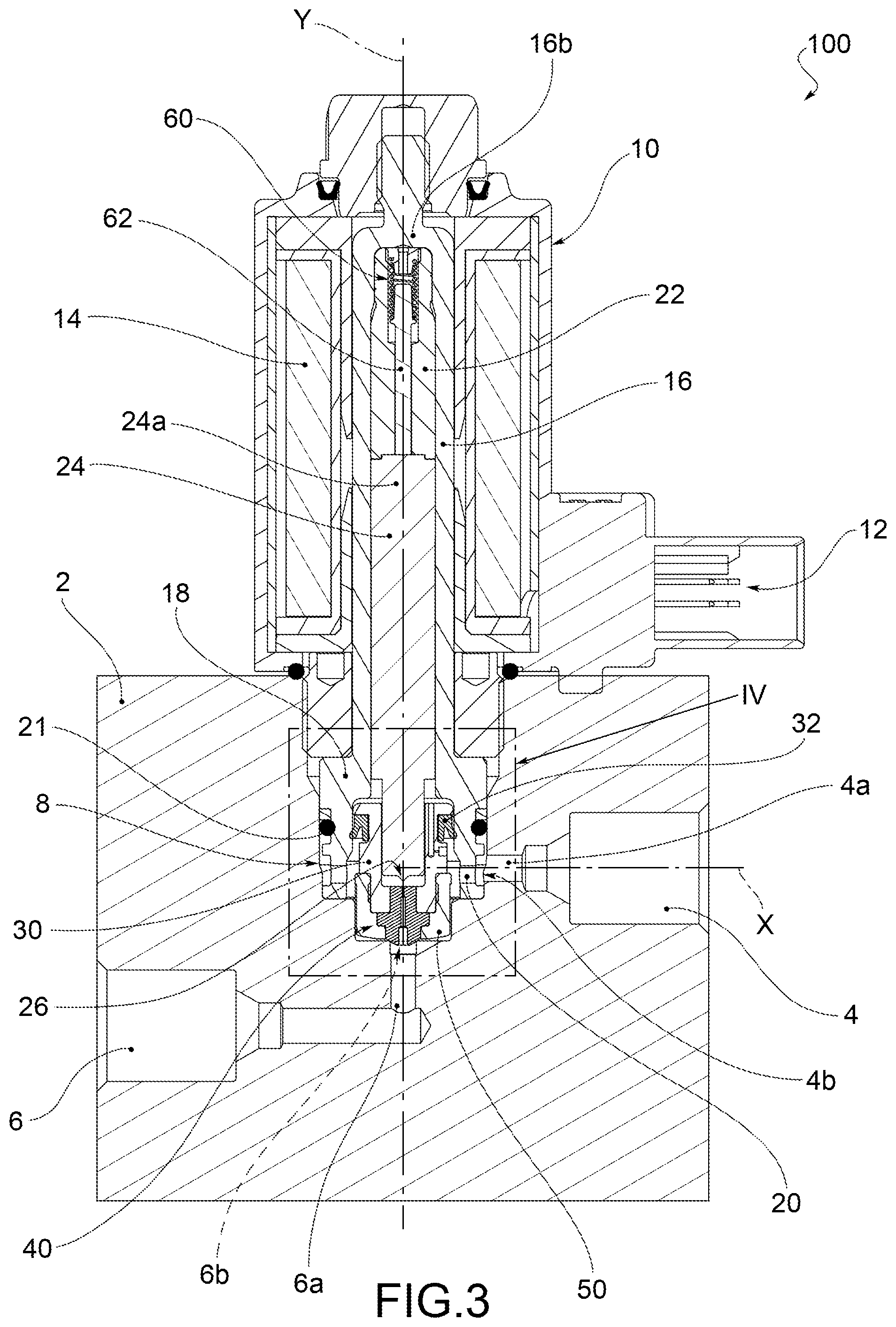 Patent US11815194 Figure 3 – On/off valve for a high pressure gas tank, particularly for automotive hydrogen fuel cell system