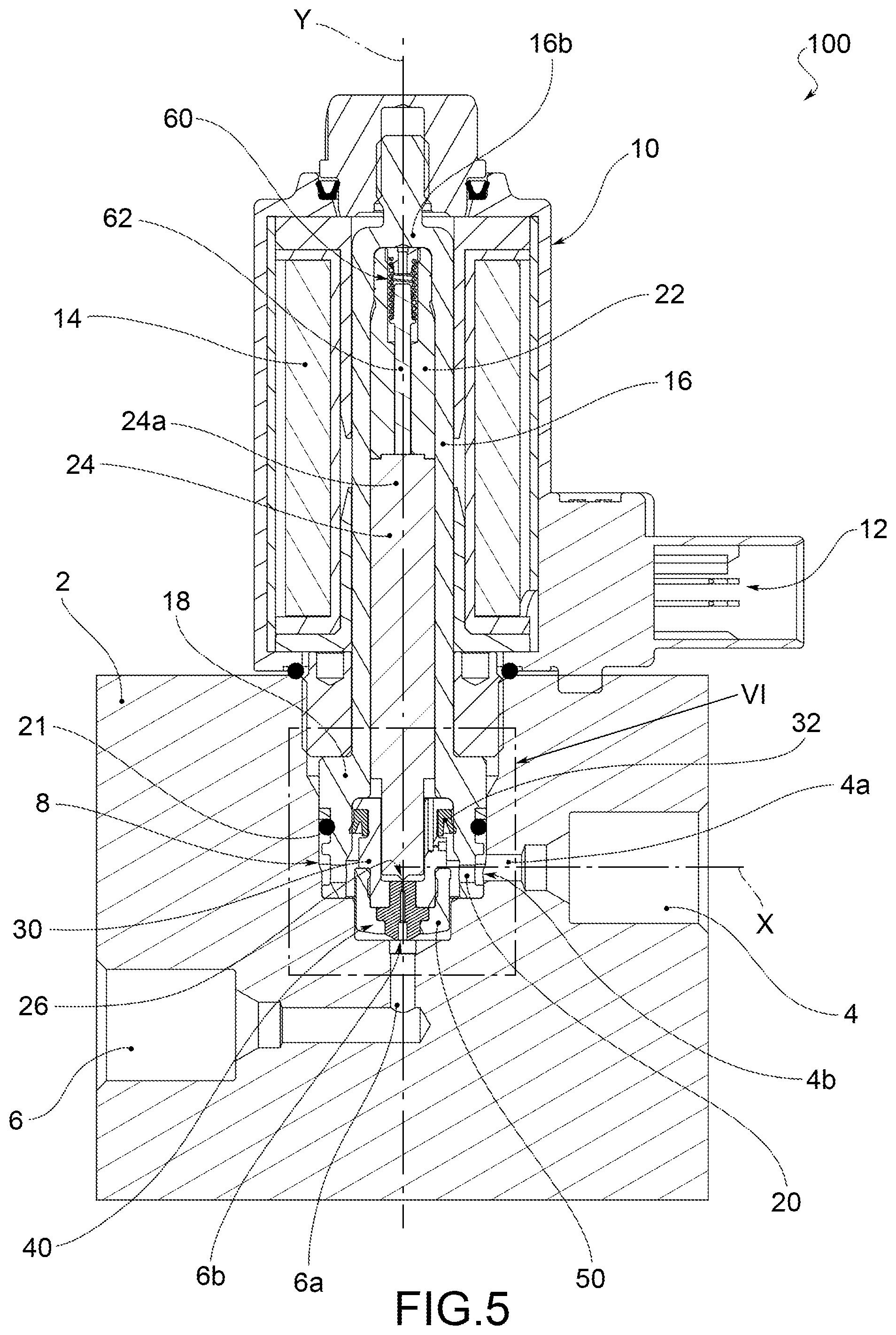 Patent US11815194 Figure 5 – On/off valve for a high pressure gas tank, particularly for automotive hydrogen fuel cell system
