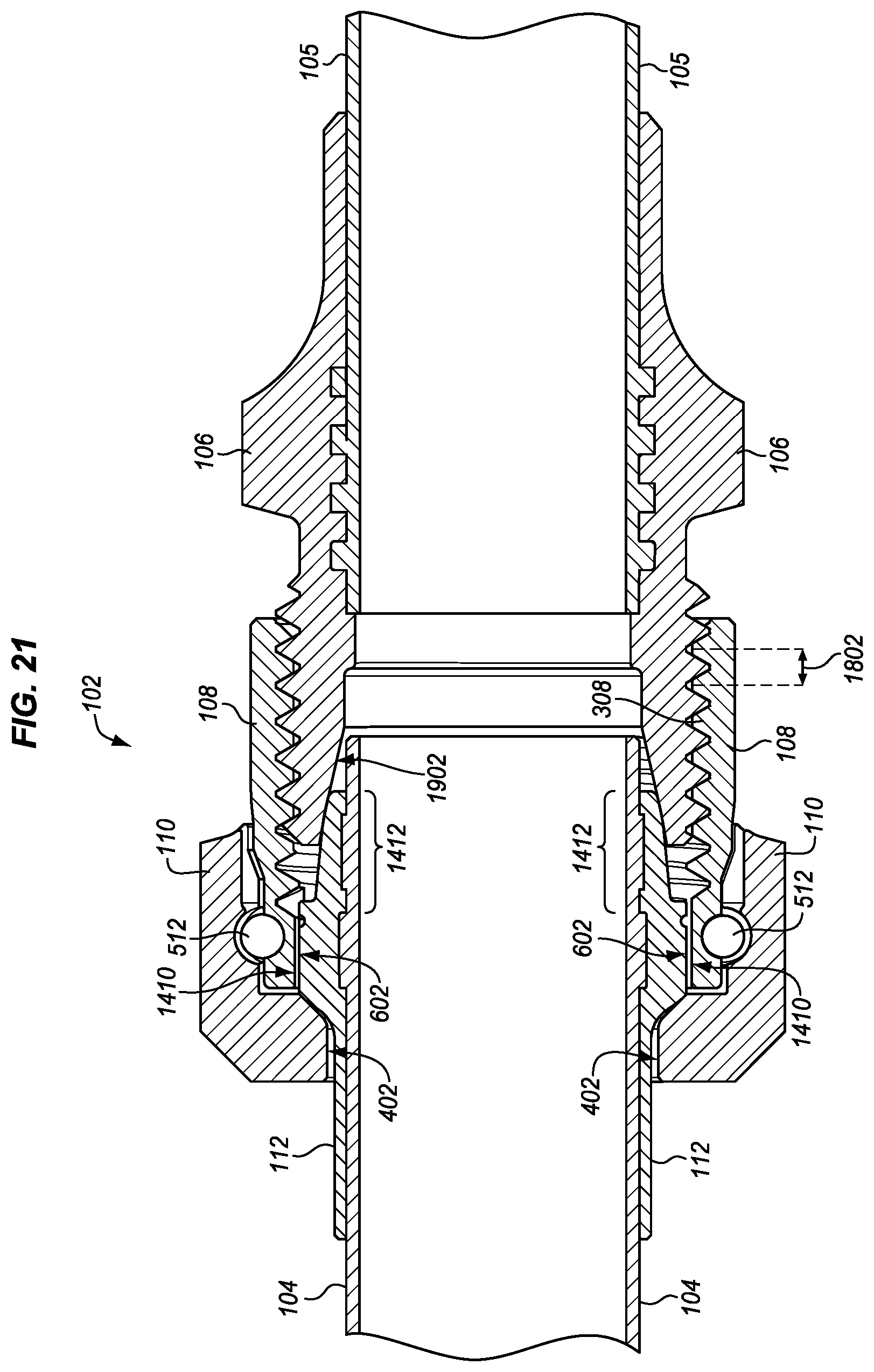 Patent US11815202 Figure 14 – Compression fitting with visual torque indicator