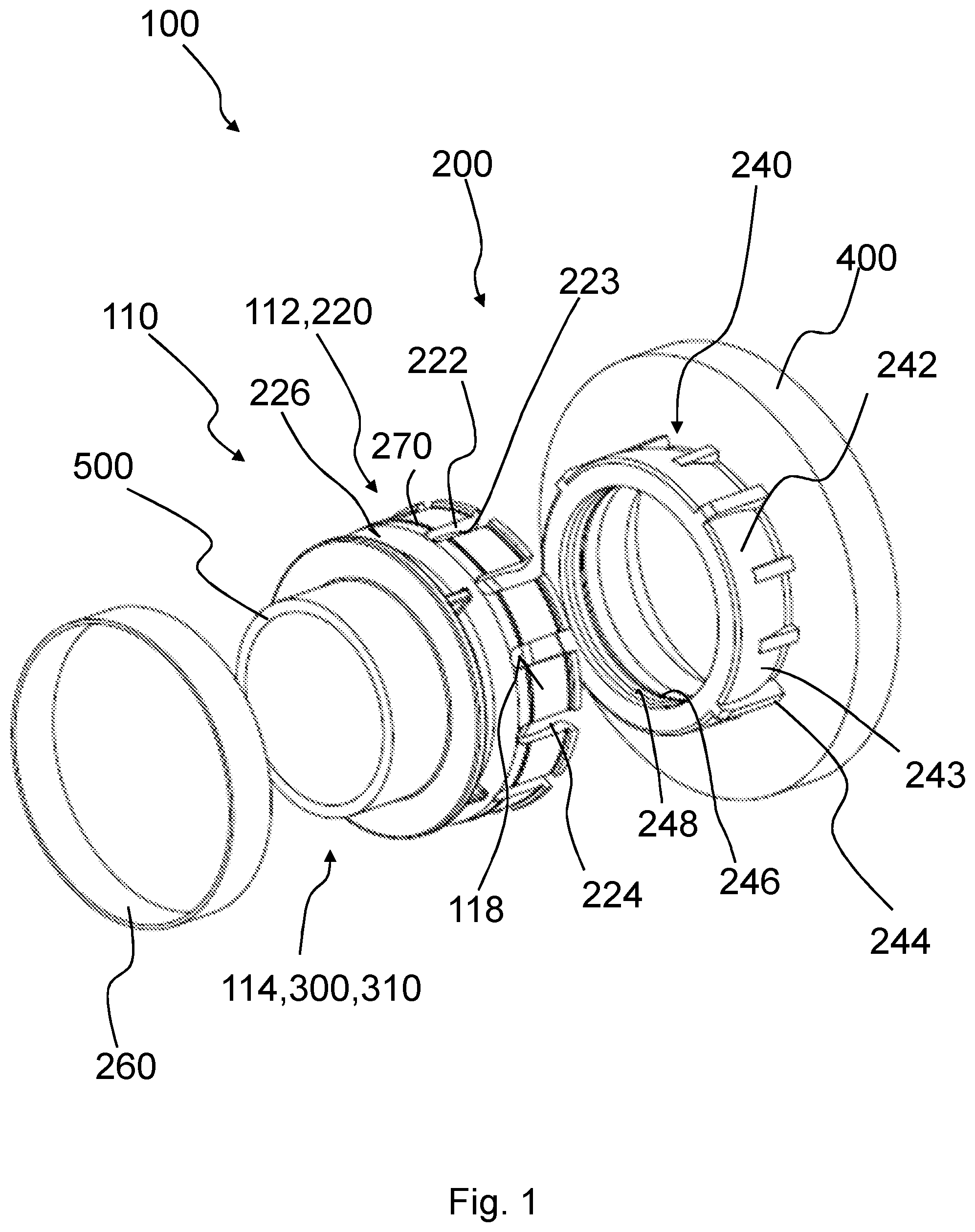 Patent US11815205 Figure 1 – Coupling assembly for pipes