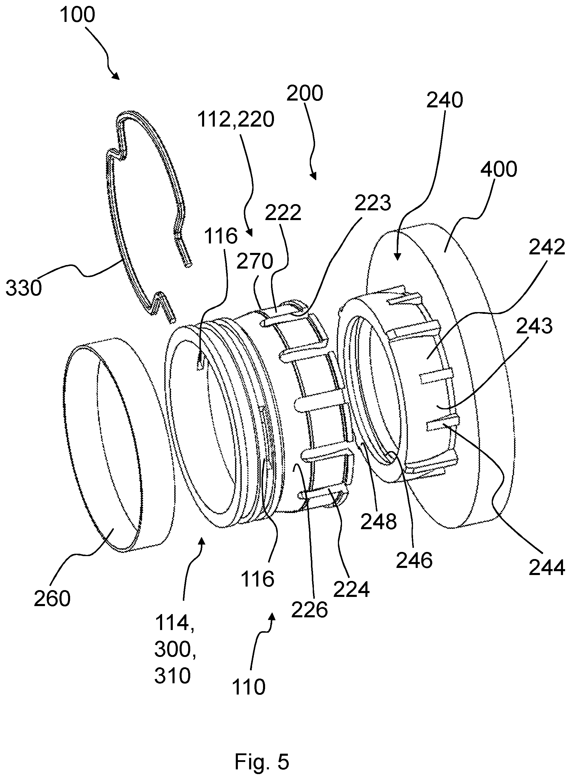 Patent US11815205 Figure 5 – Coupling assembly for pipes