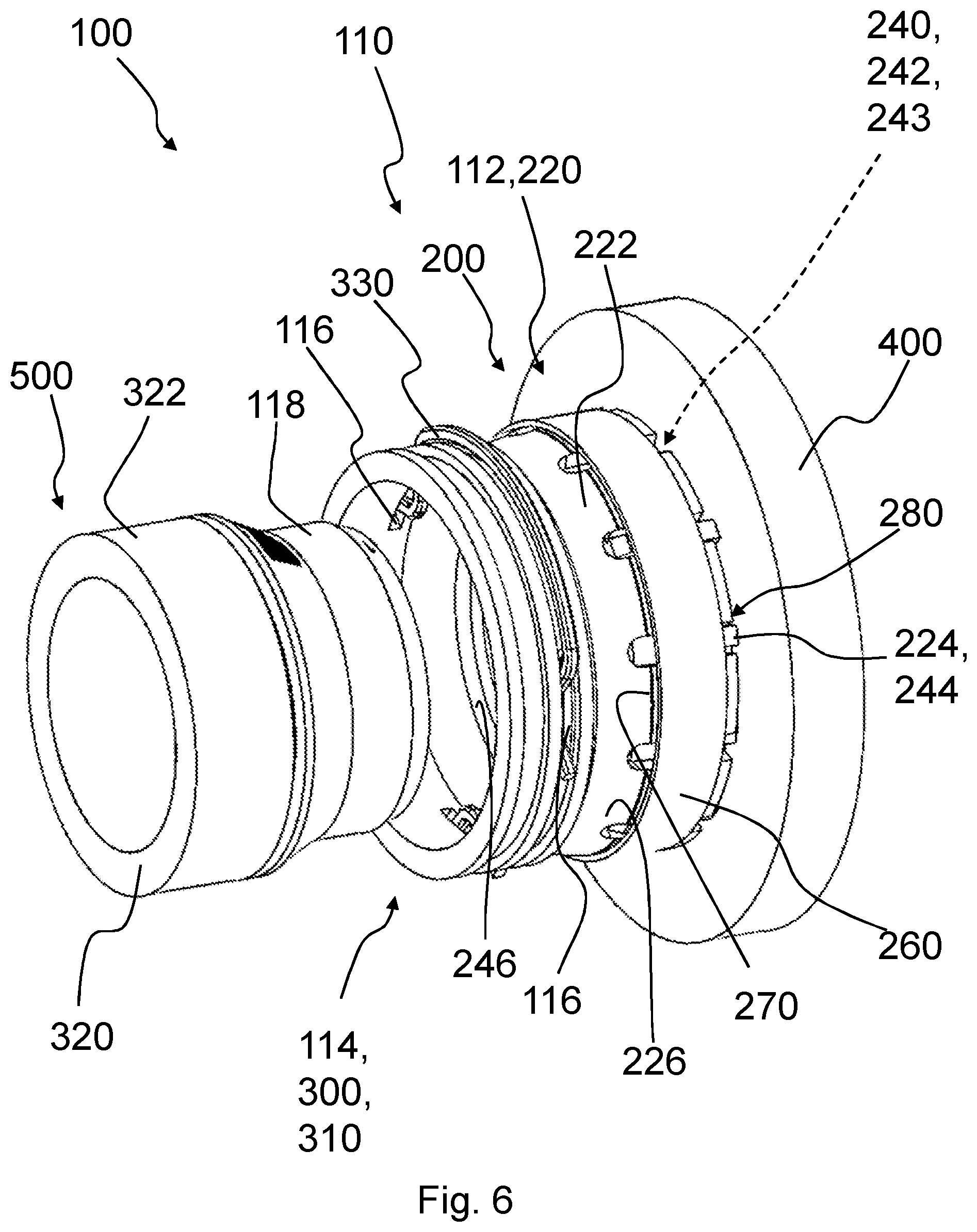 Patent US11815205 Figure 6 – Coupling assembly for pipes
