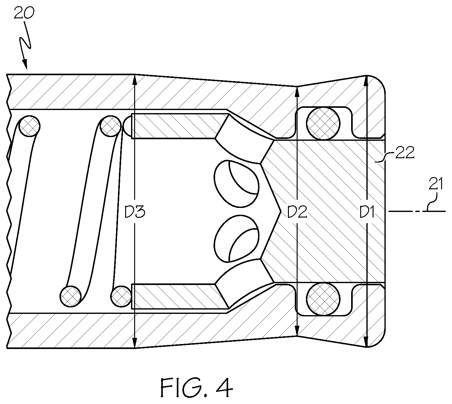 Patent US11815214 Figure 4 – Blind mate fluid coupling with misalignment compensation