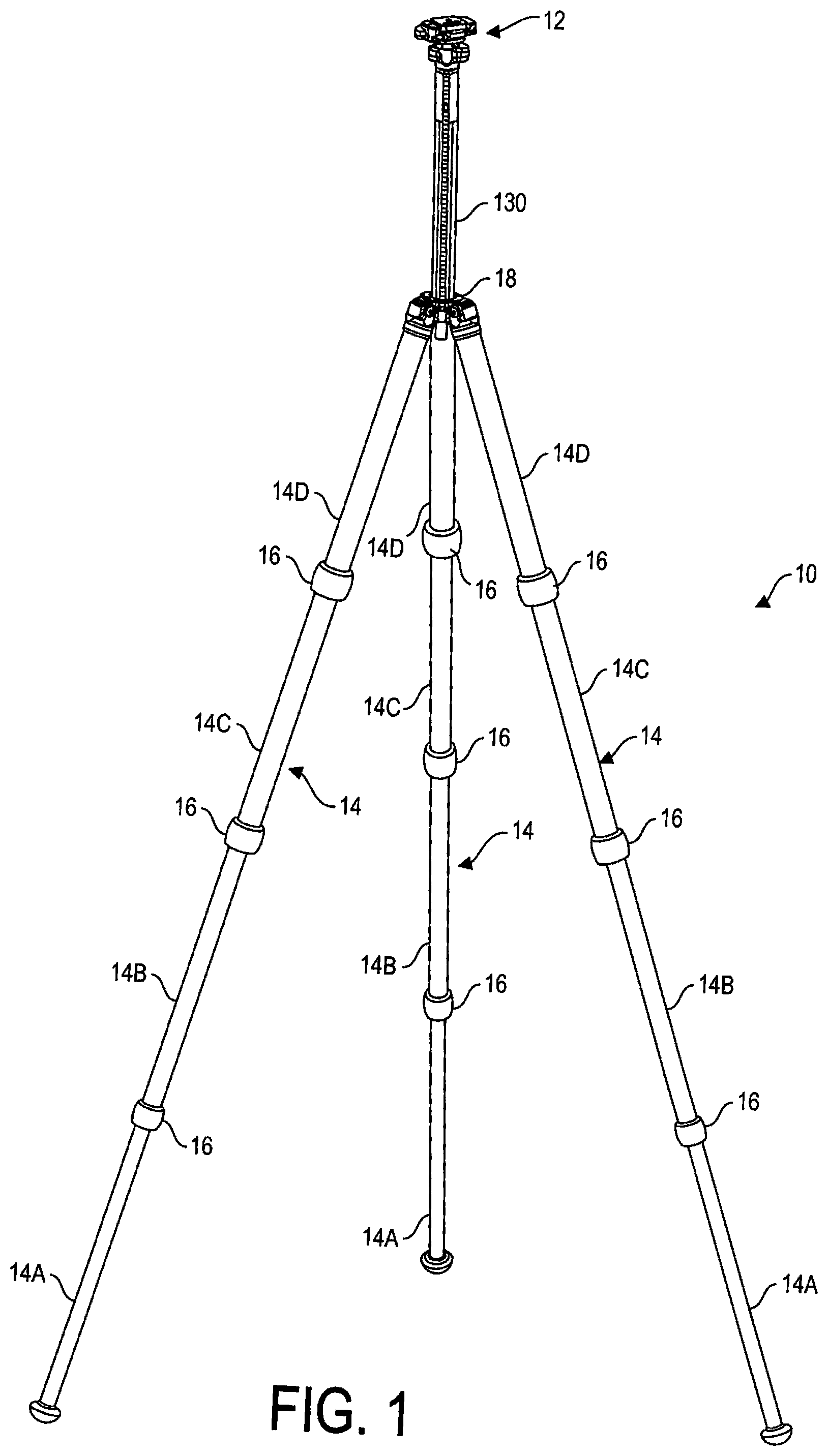 Patent US11815222 Figure 1 – Travel tripod