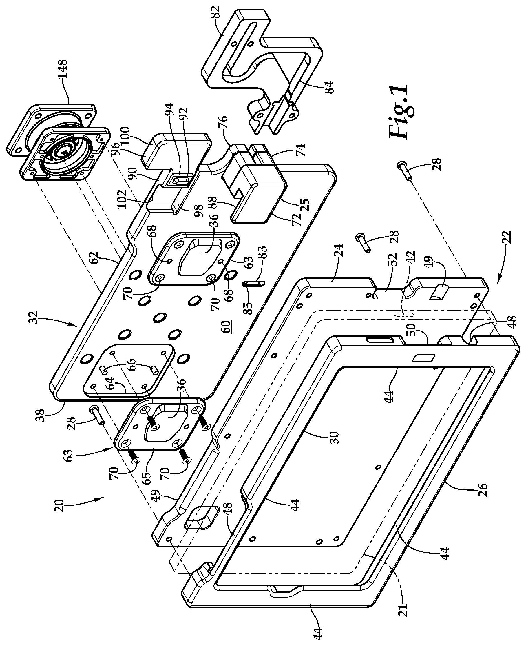 Patent US11815224 Figure 1 – Quick connect electronic device mount with knob release