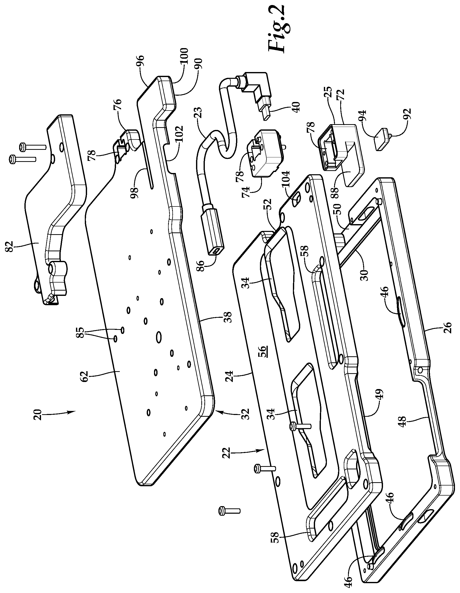Patent US11815224 Figure 2 – Quick connect electronic device mount with knob release