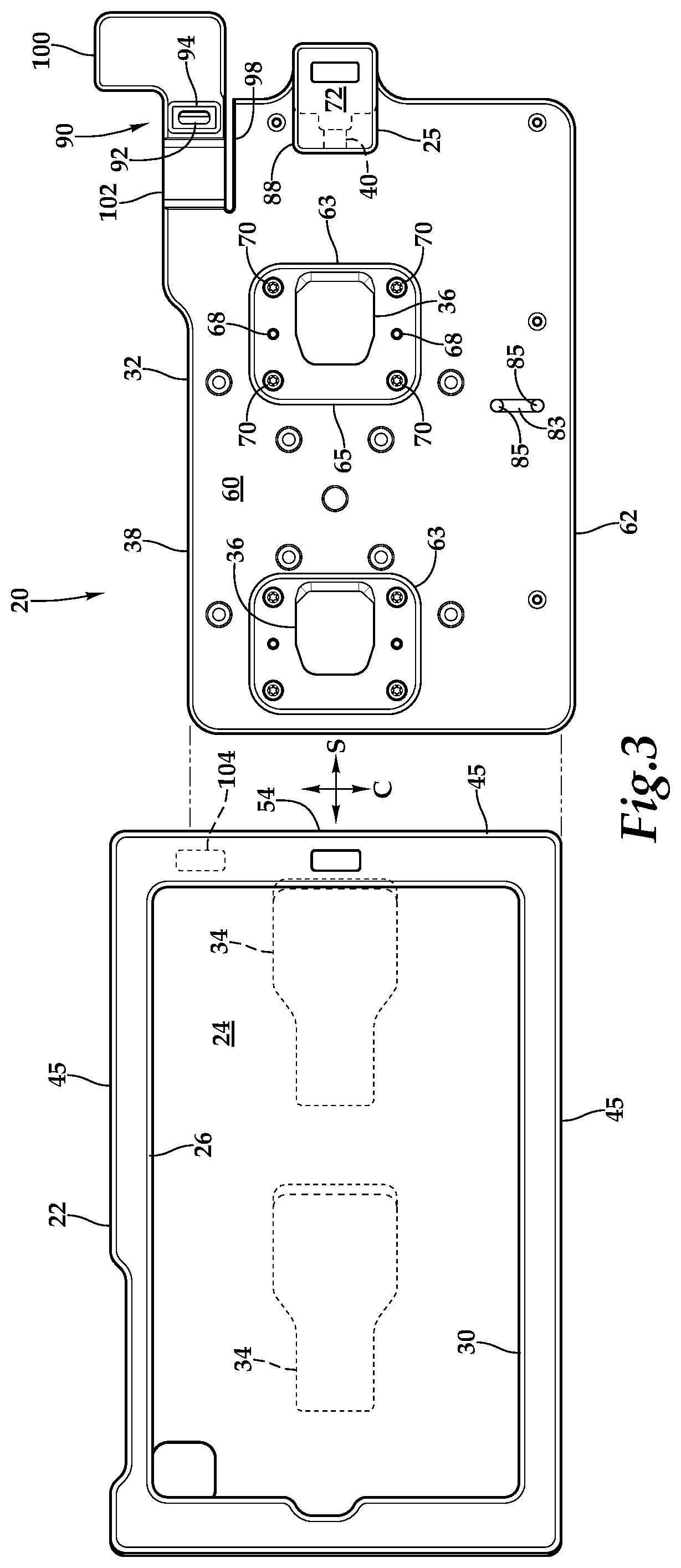 Patent US11815224 Figure 3 – Quick connect electronic device mount with knob release