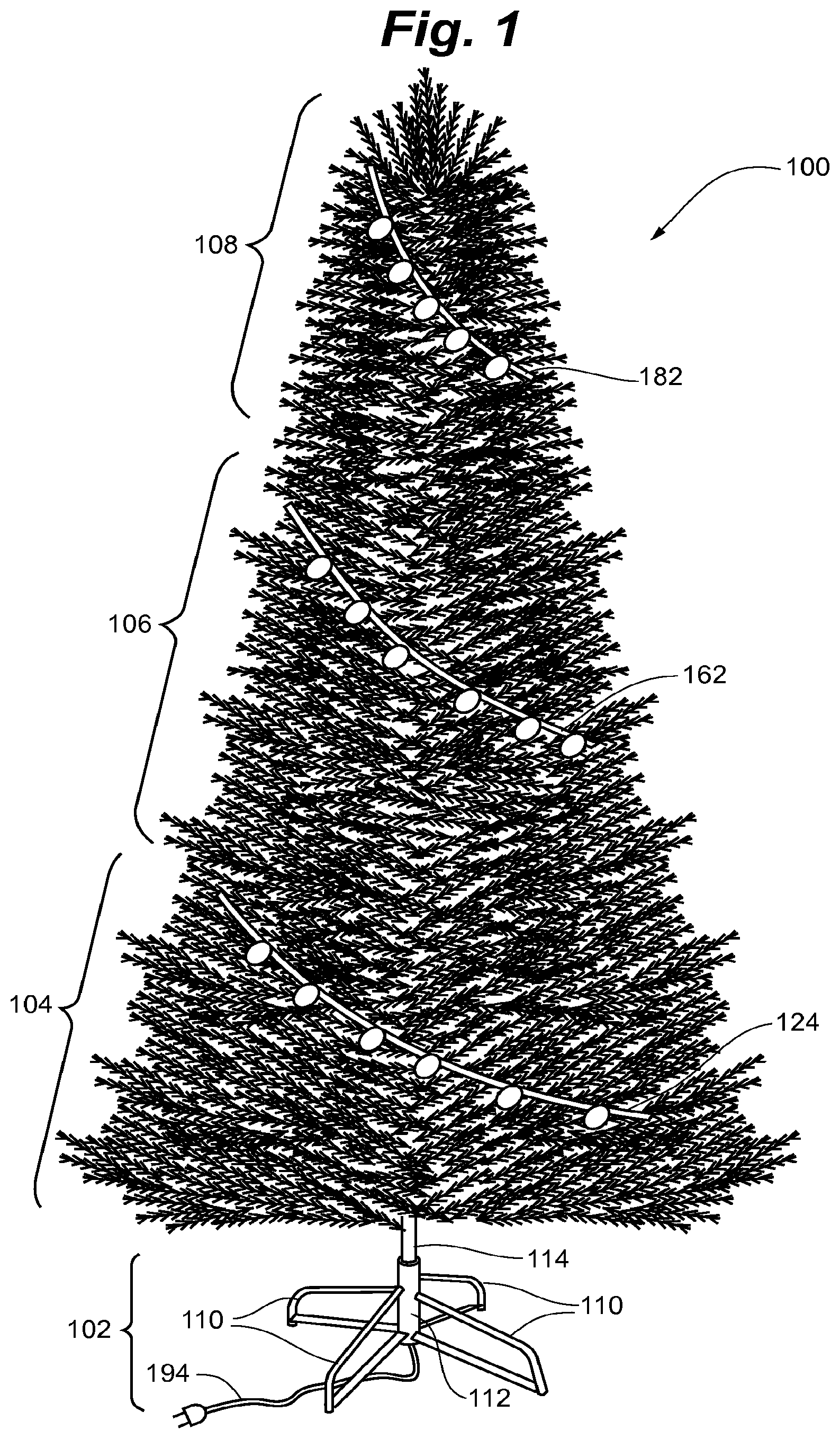 Patent US11815235 Figure 1 – Modular lighted tree