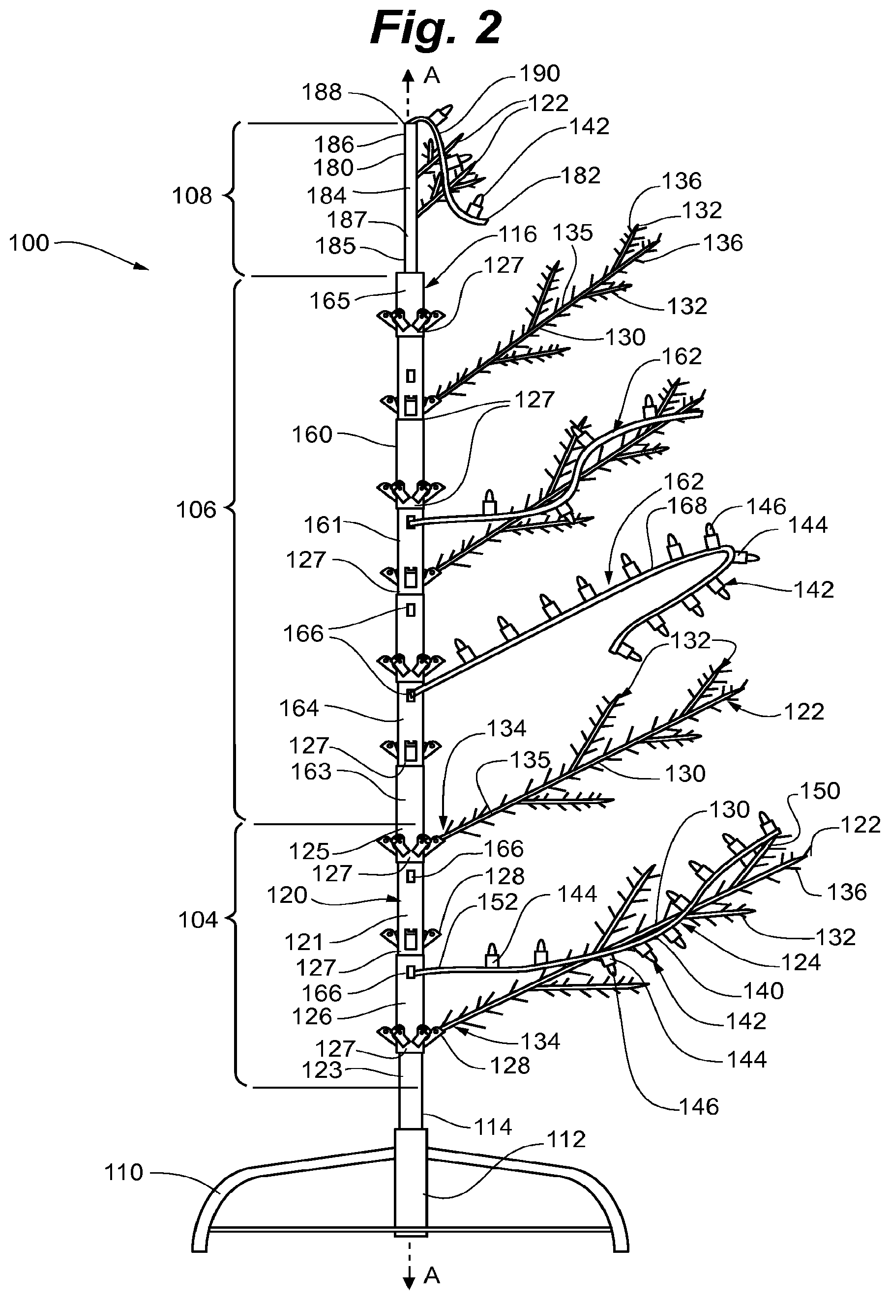 Patent US11815235 Figure 2 – Modular lighted tree