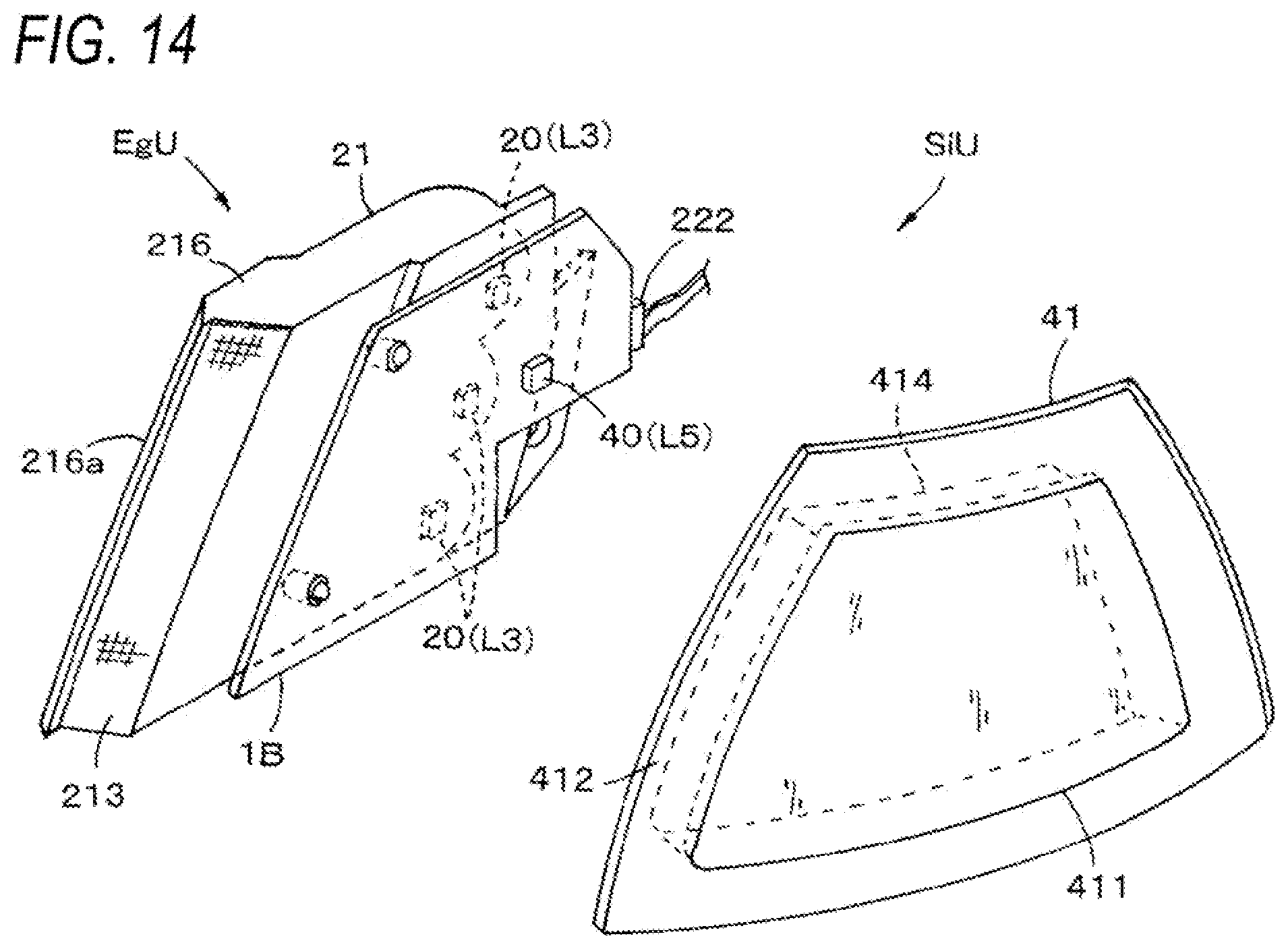 Patent US11815237 Figure 12 – Vehicle lamp having two lamp units with at least one comprising a light guide