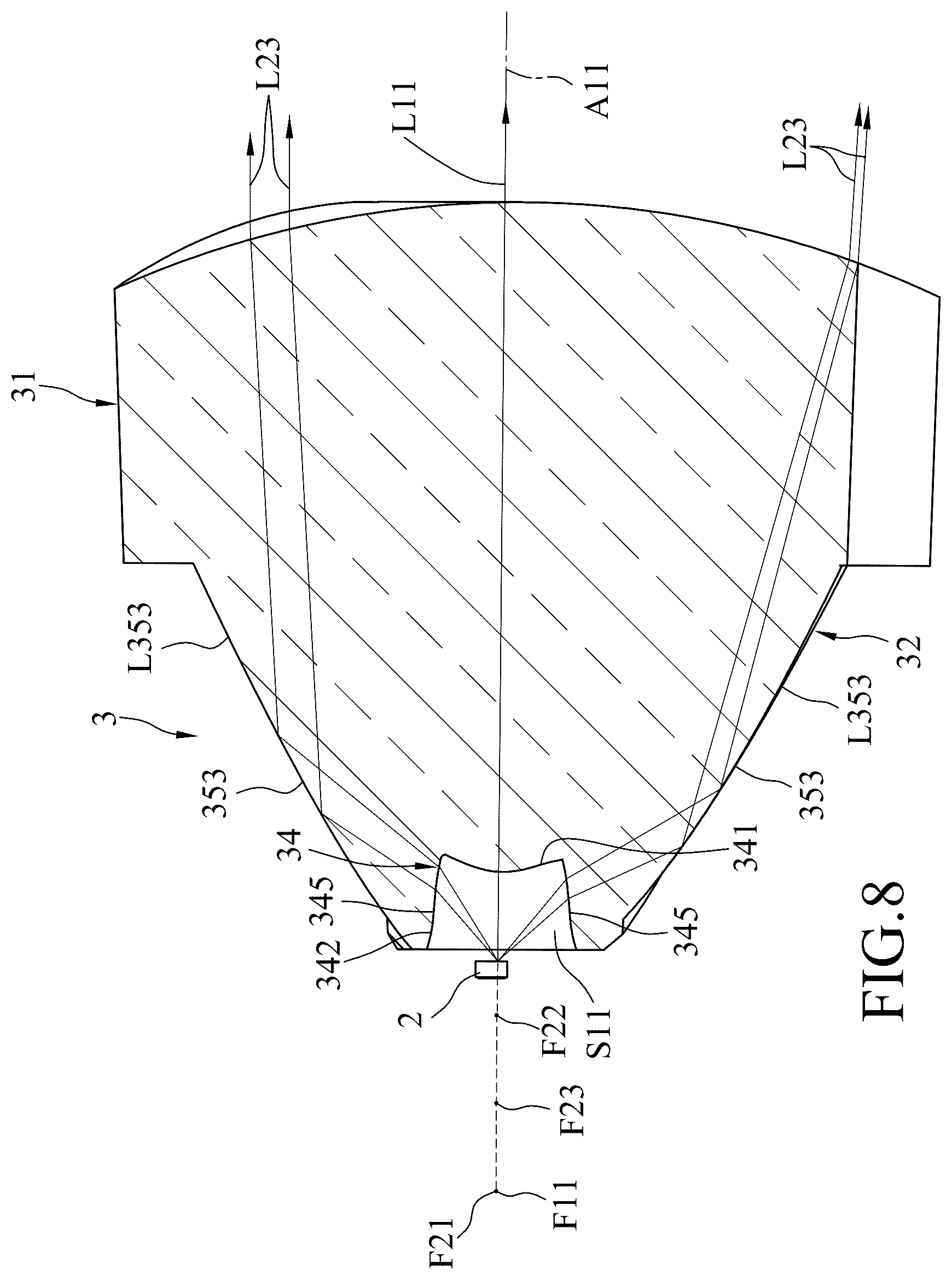 Patent US11815240 Figure 8 – Optical lens and optical lens assembly having the same