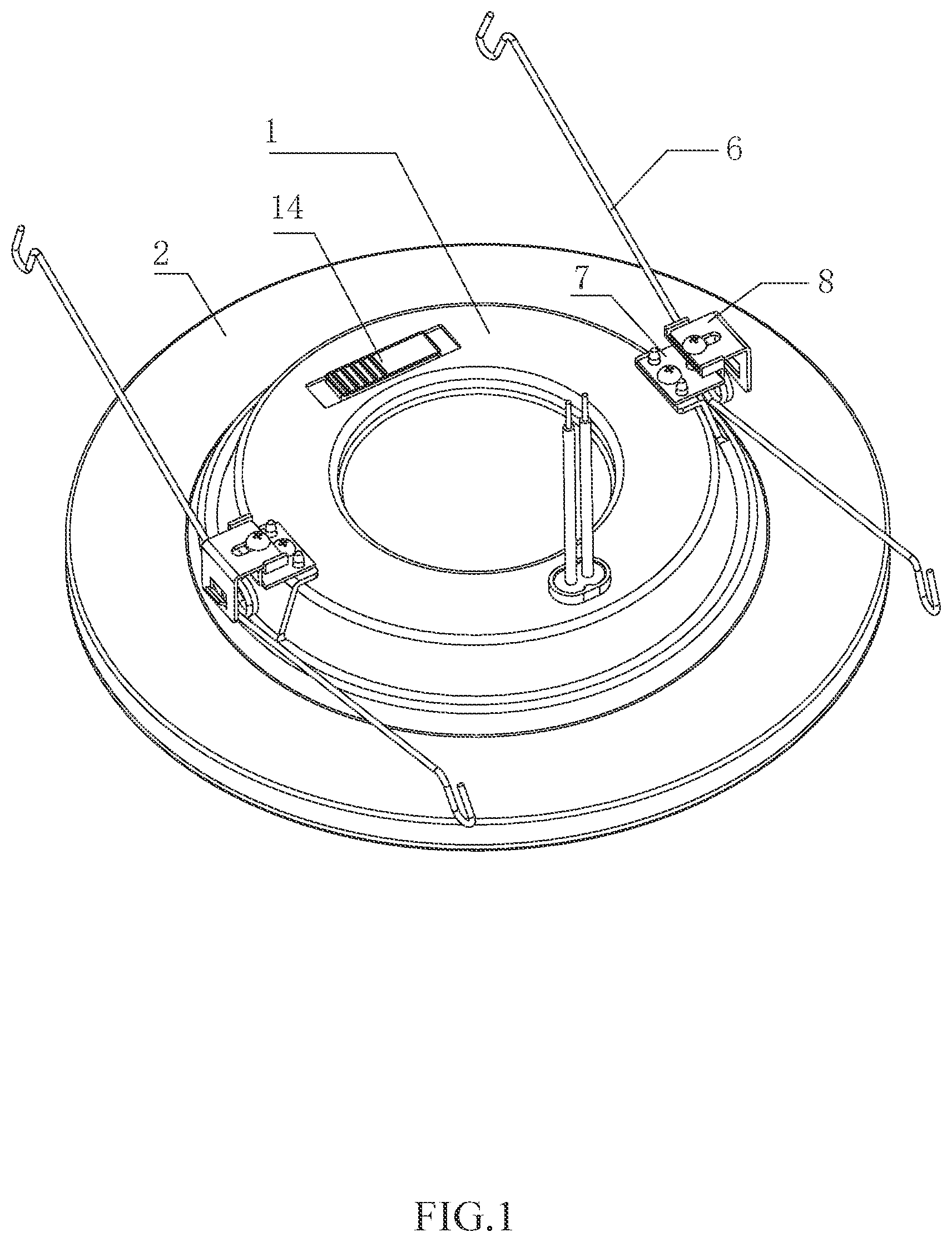 Patent US11815243 Figure 1 – Downlight with night light for illumination