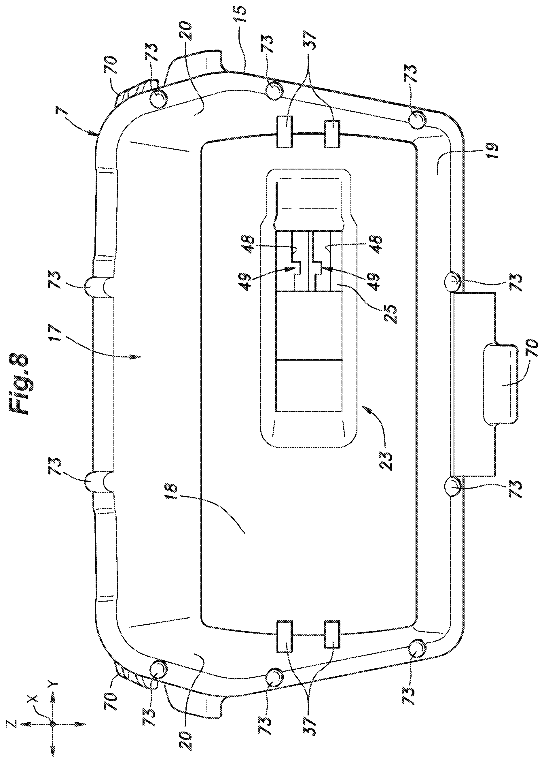 Patent US11815246 Figure 8 – Lamp unit and vehicle door equipped with lamp unit