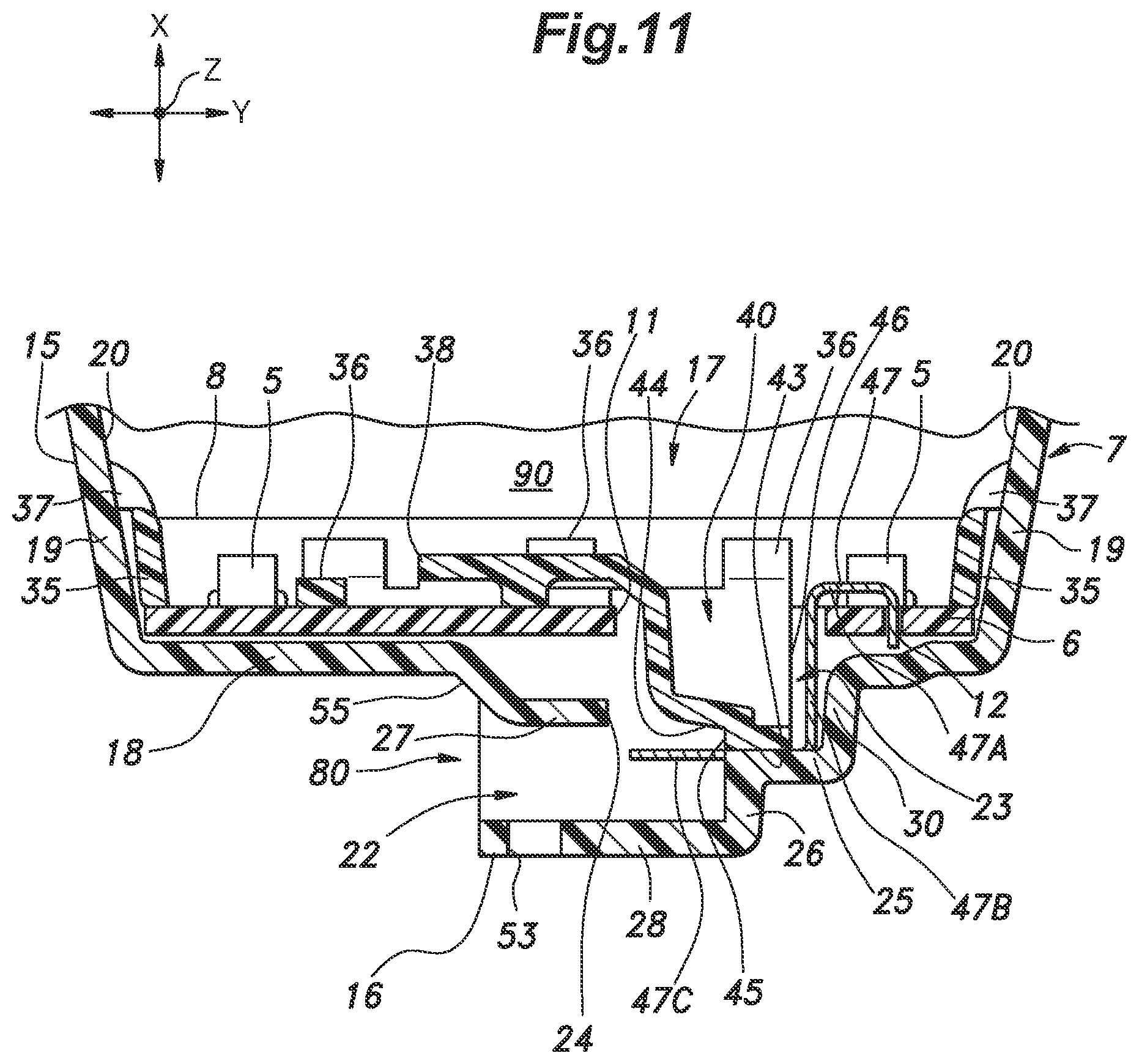 Patent US11815246 Figure 11 – Lamp unit and vehicle door equipped with lamp unit