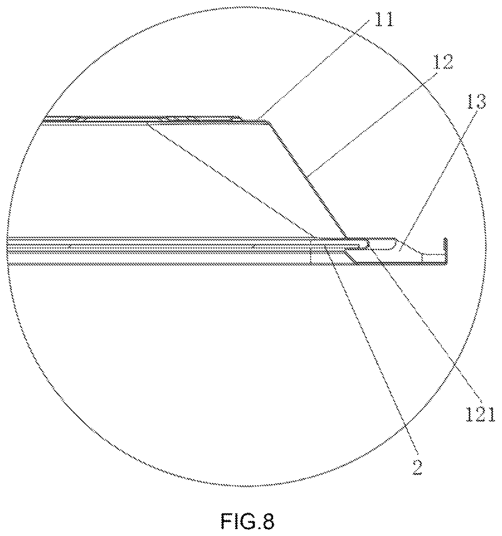 Patent US11815248 Figure 8 – Integrated lamp panel face frame, and integrated non-face frame panel light and assembling method thereof