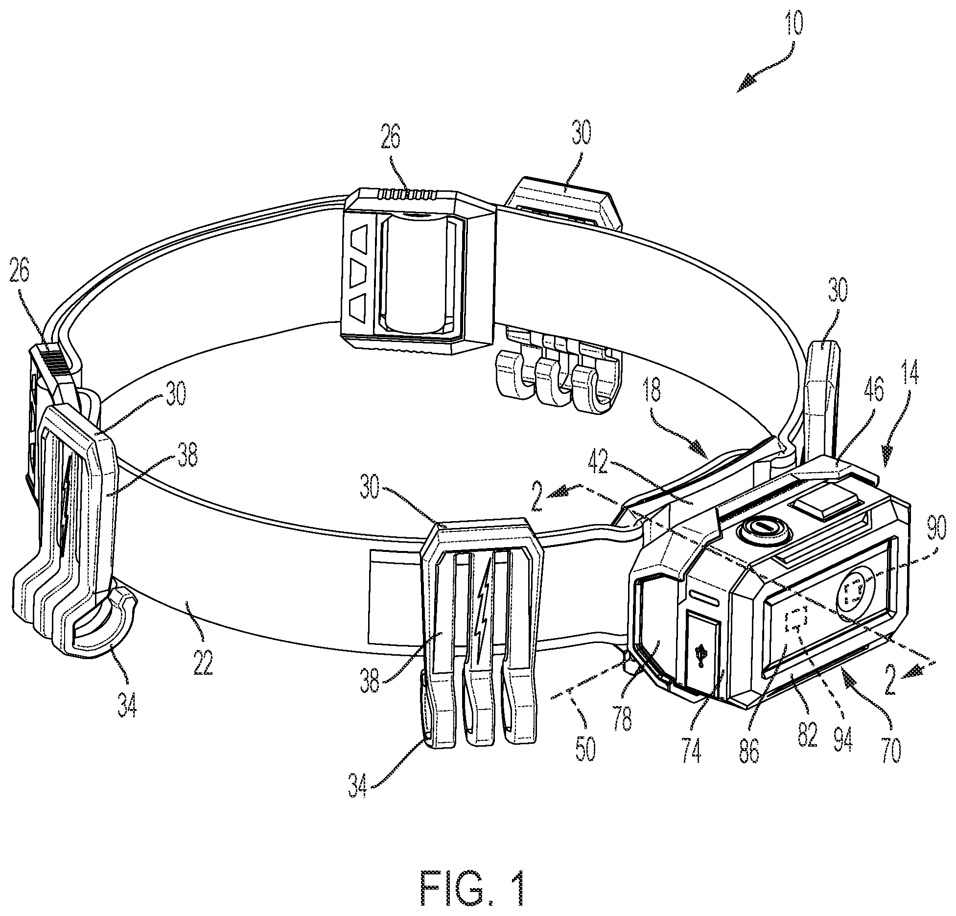 Patent US11815249 — Headlamp with detachable light assembly — Figure 1