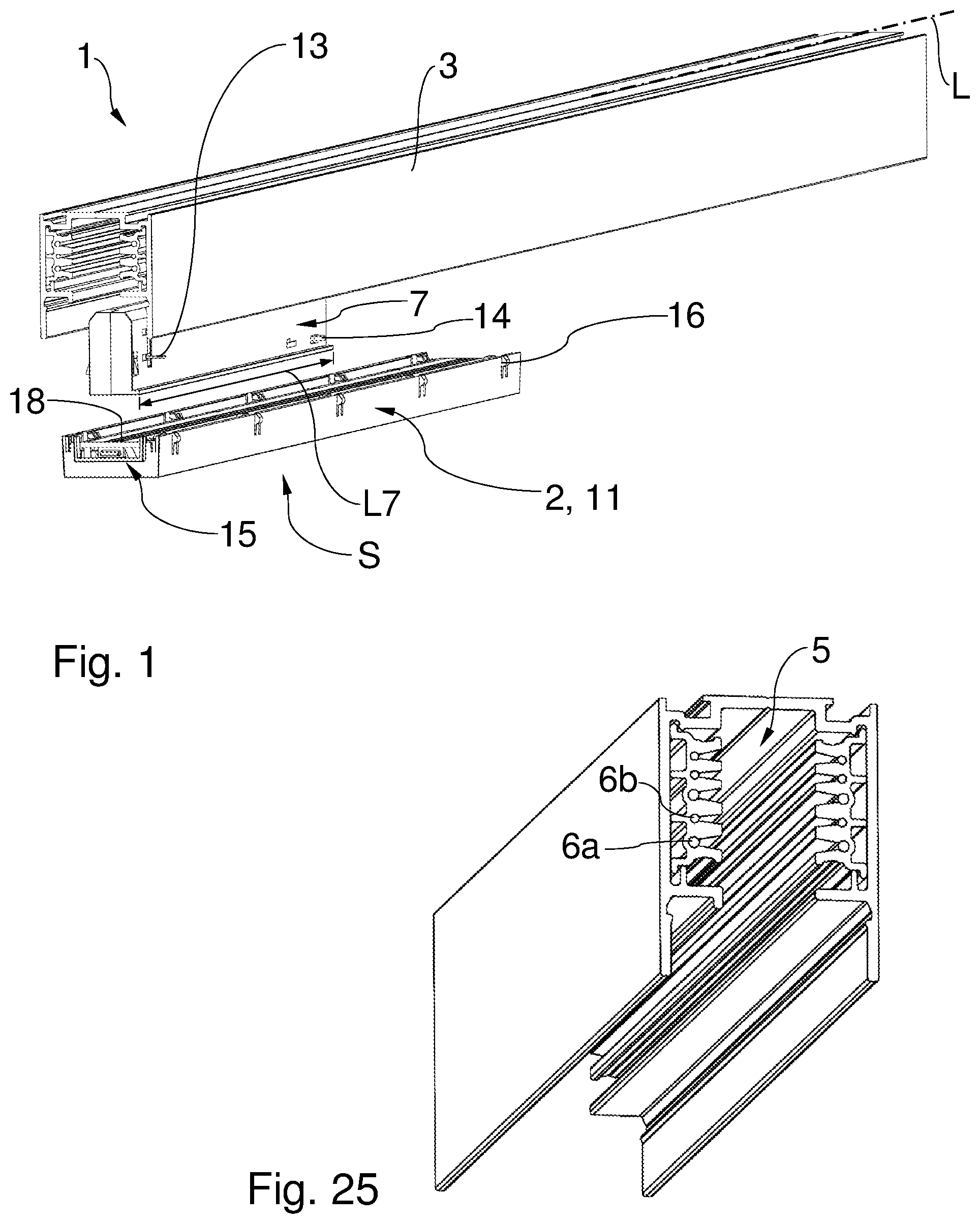 Patent US11815250 Figure 1 – Rail lighting arrangement with coupling unit