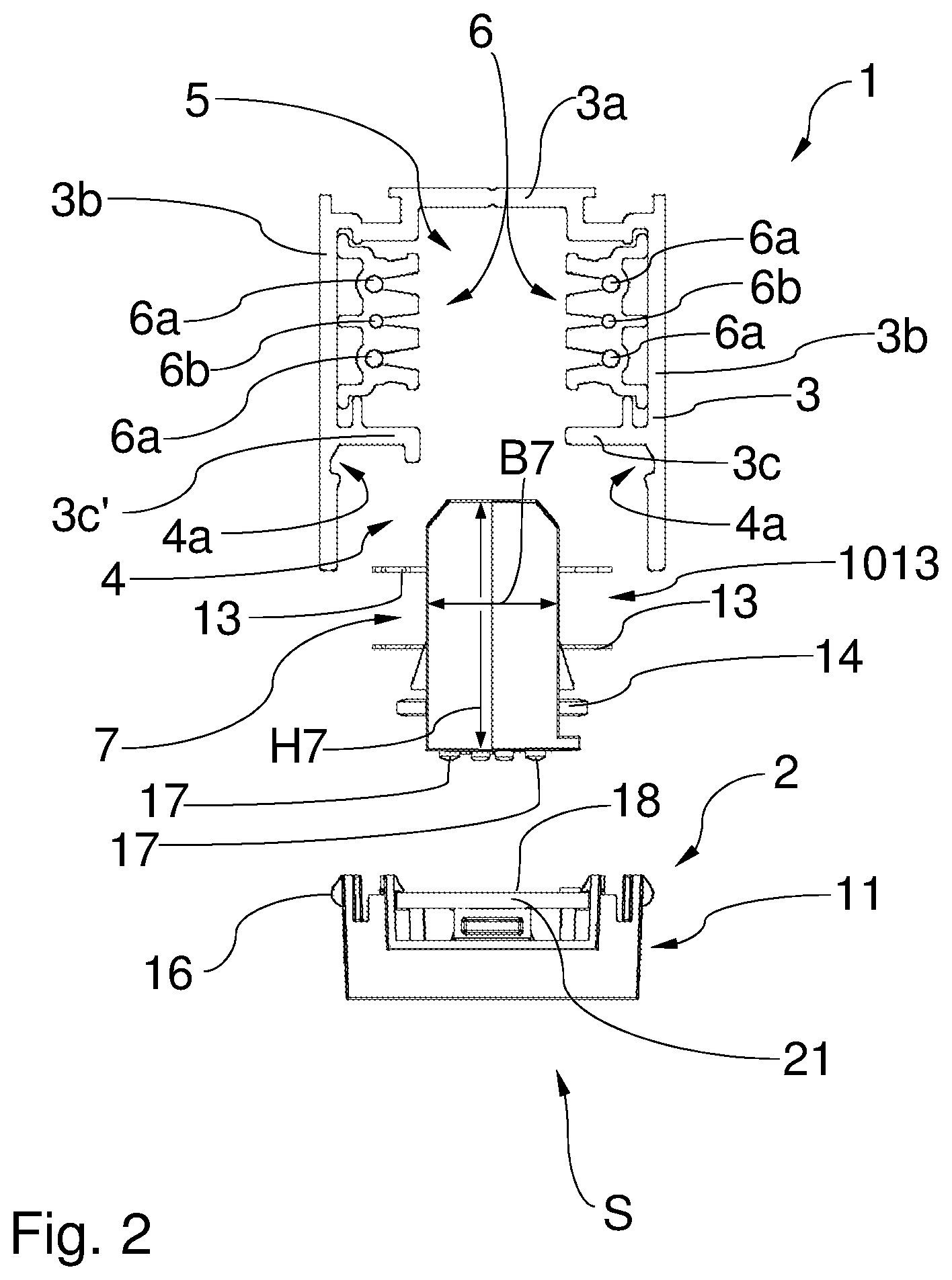 Patent US11815250 Figure 2 – Rail lighting arrangement with coupling unit