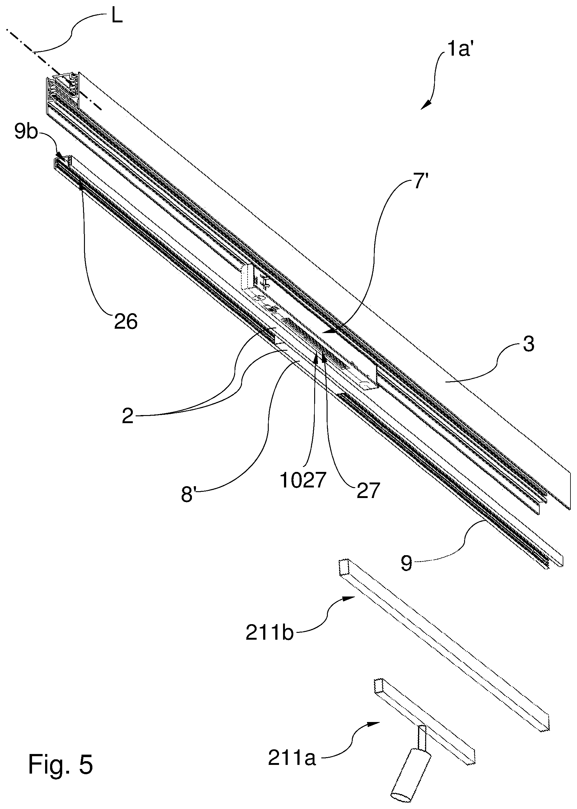 Patent US11815250 Figure 4 – Rail lighting arrangement with coupling unit