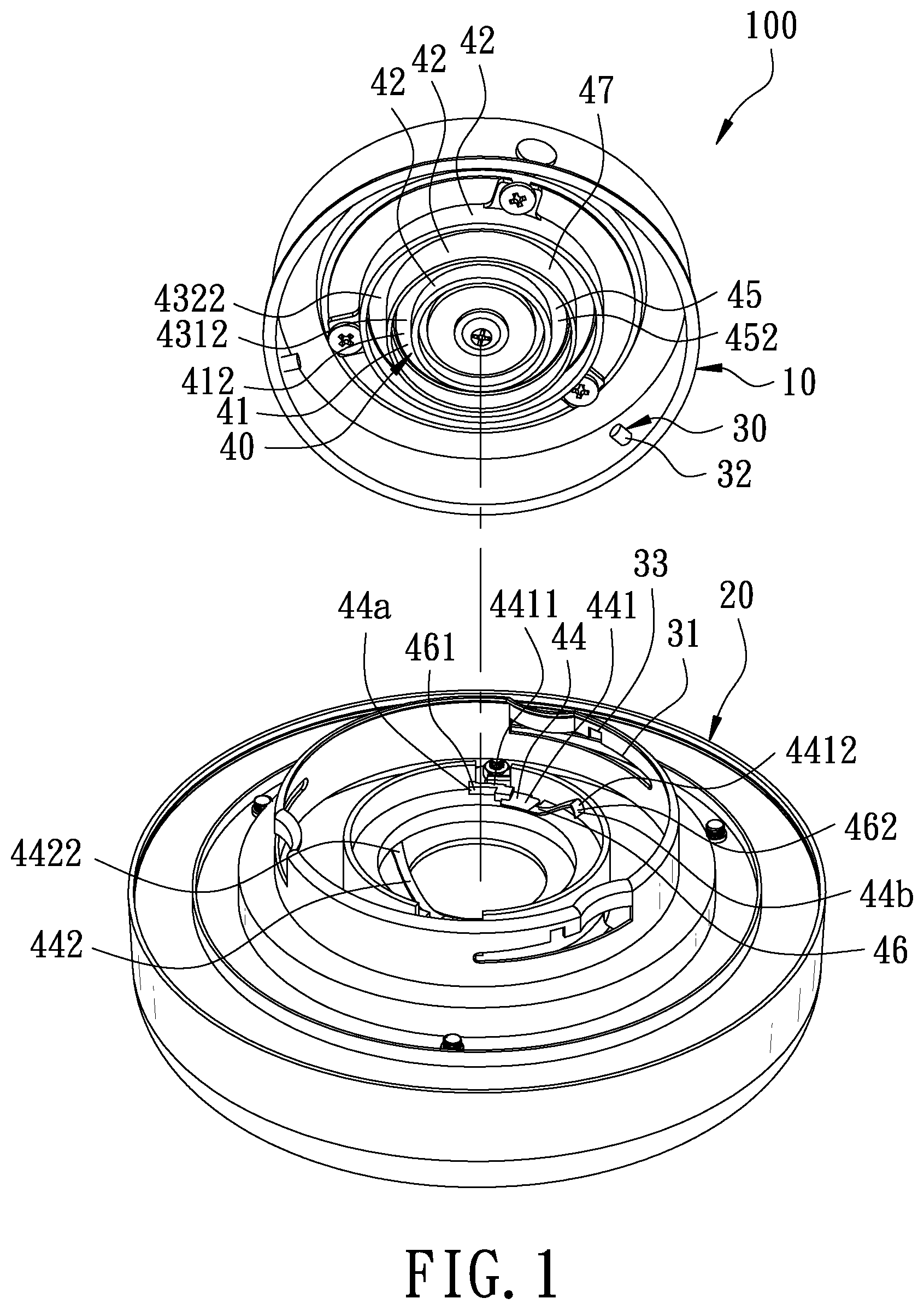 Patent US11815256 — Ceiling fan light structure — Figure 1