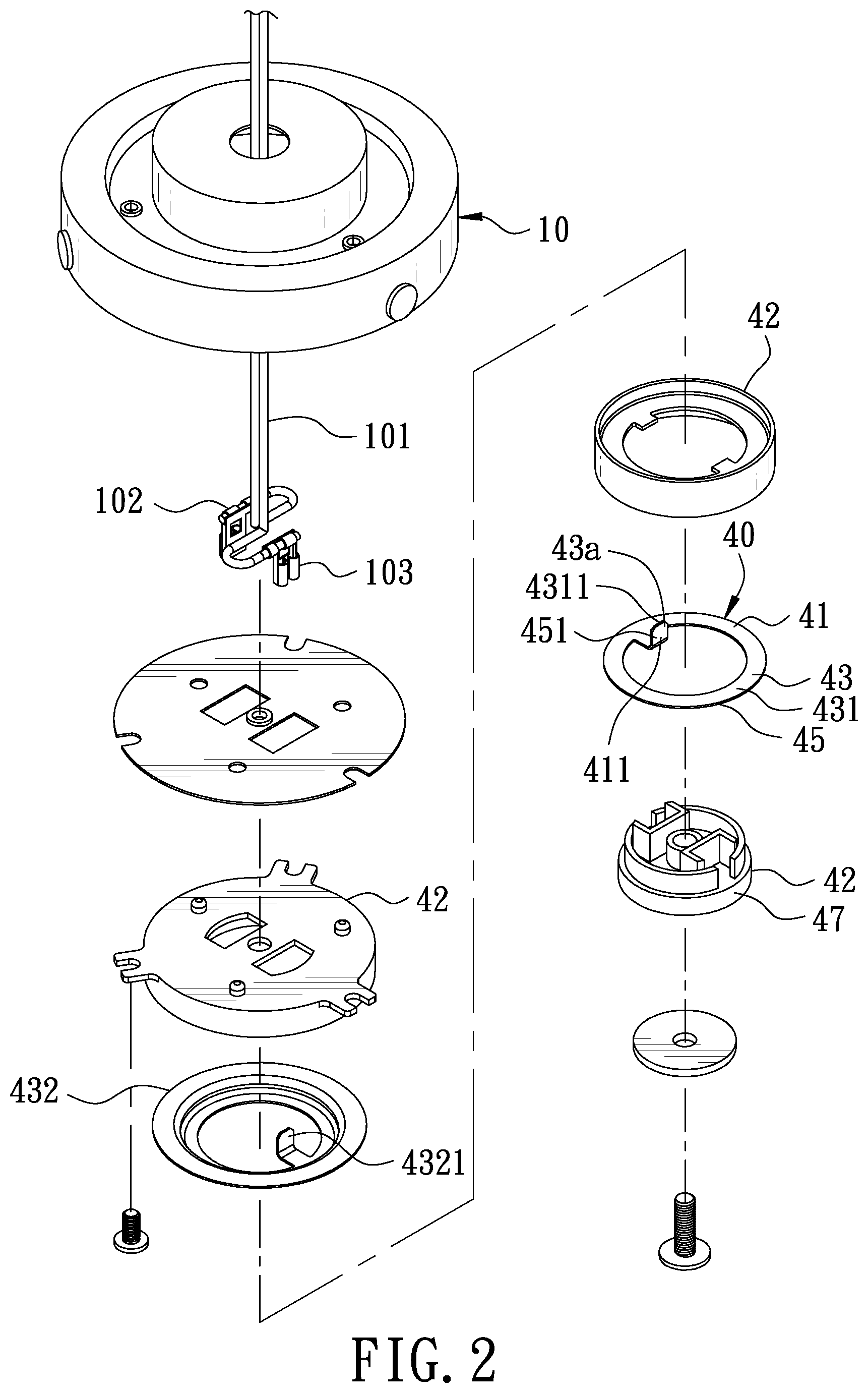 Patent US11815256 Figure 2 – Ceiling fan light structure