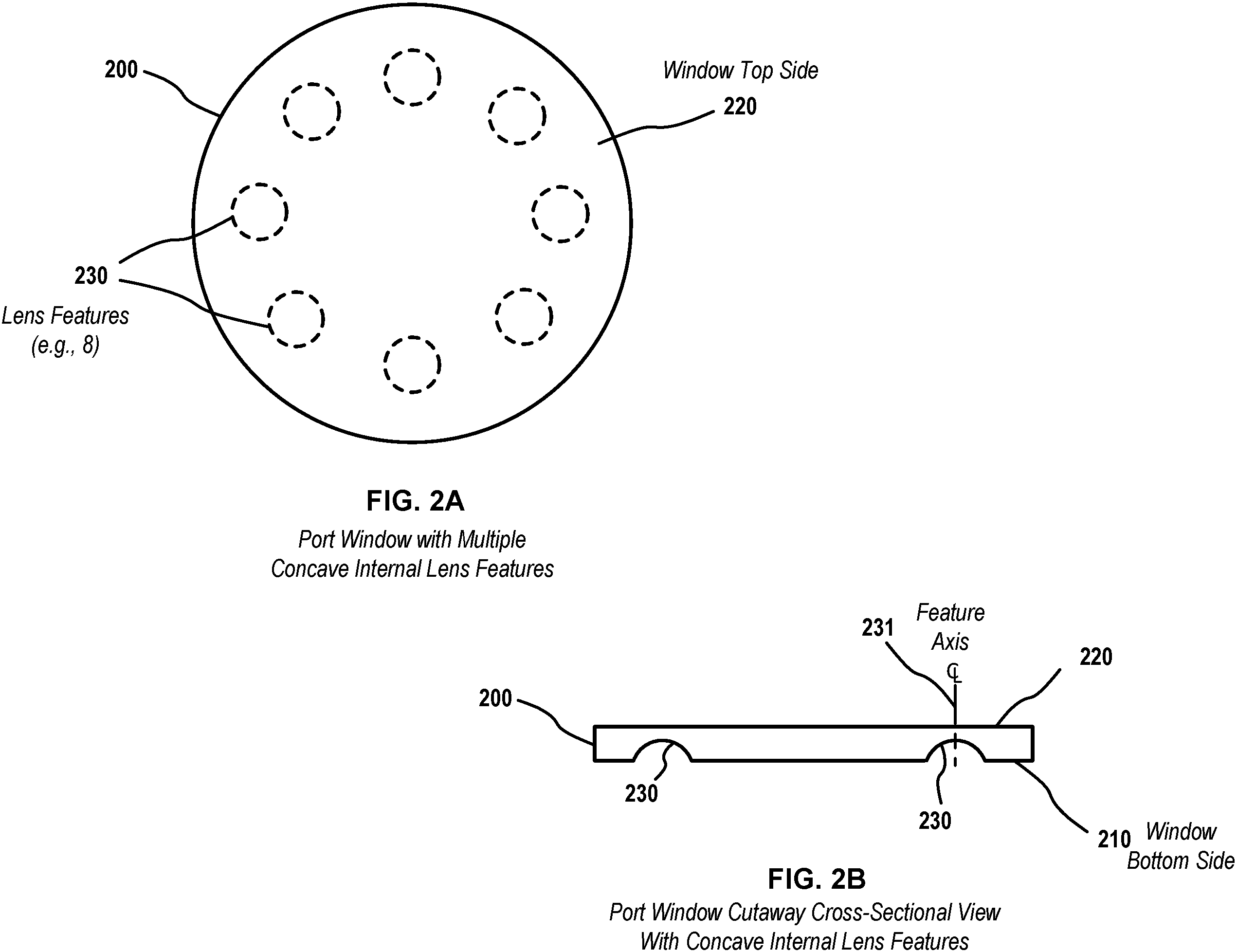 Patent US11815257 Figure 2 – Underwater lights with port windows including lens features for providing tailored output beams