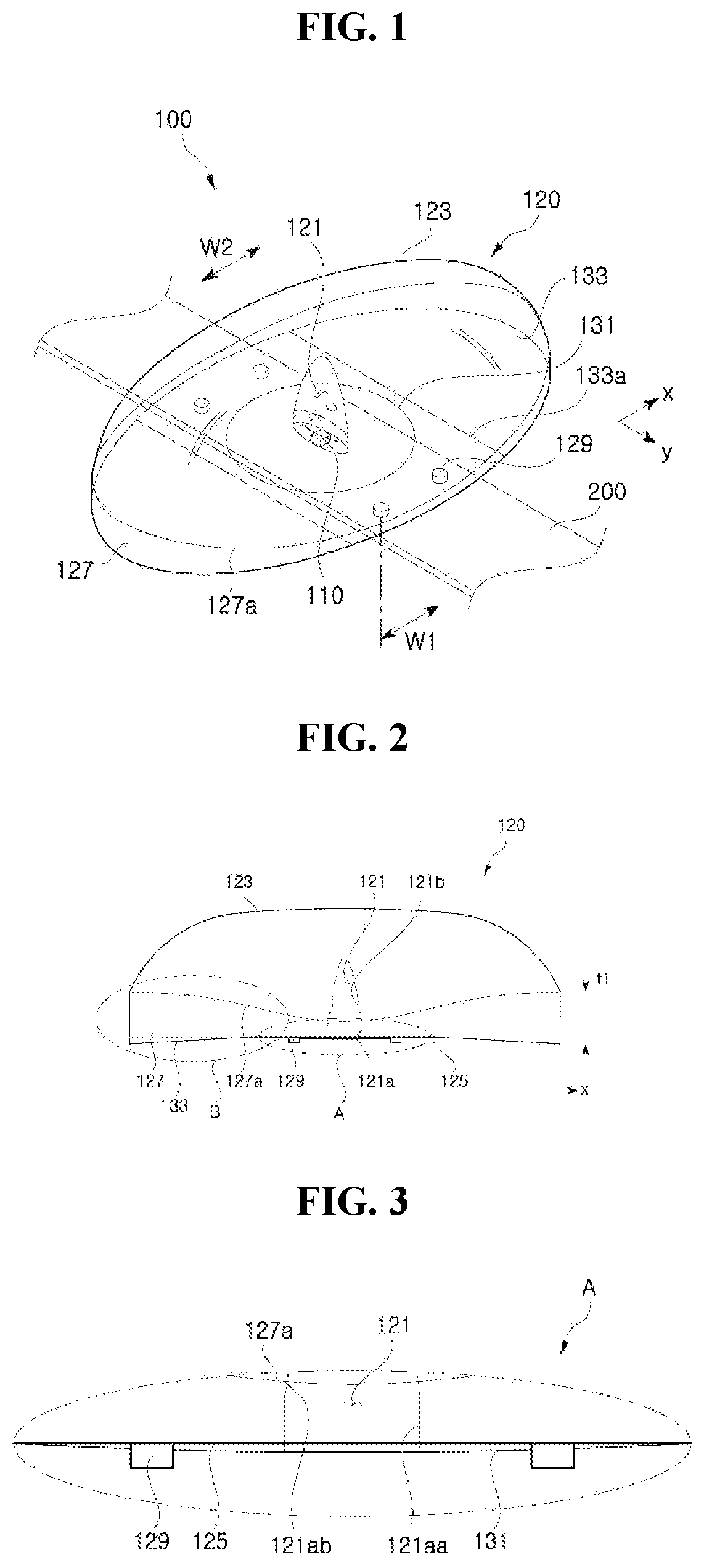 Patent US11815258 Figure 1 – Light emitting module and lens