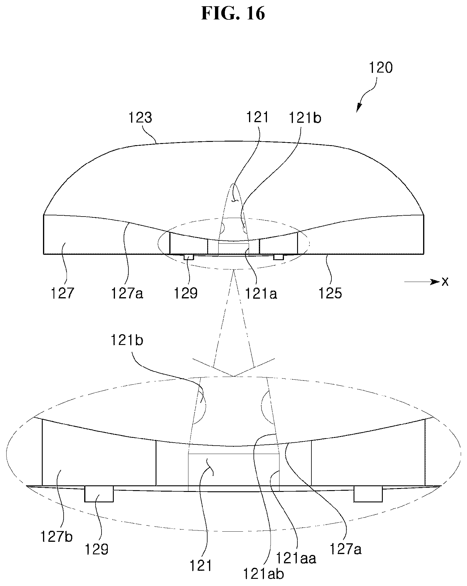 Patent US11815258 Figure 14 – Light emitting module and lens