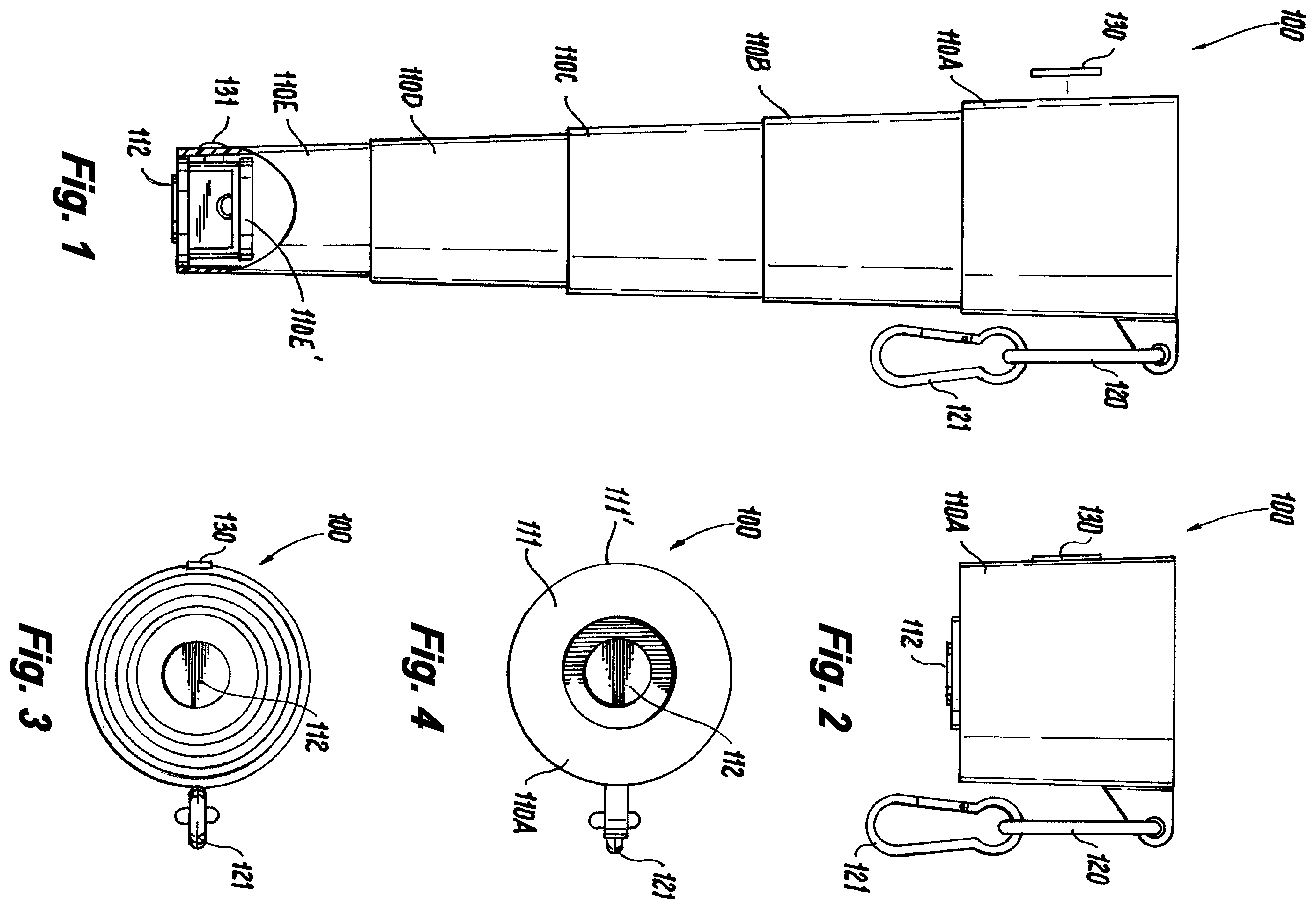 Patent US11815260 Figure 1 – Collapsible marshalling wand system