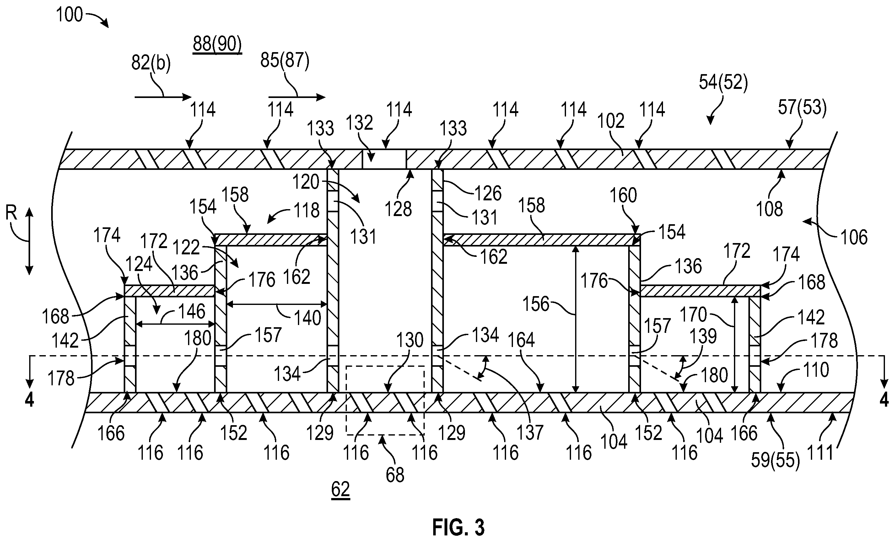 Patent US11815267 Figure 3 – Combustor liner having cooling dispersing member for localized liner cooling