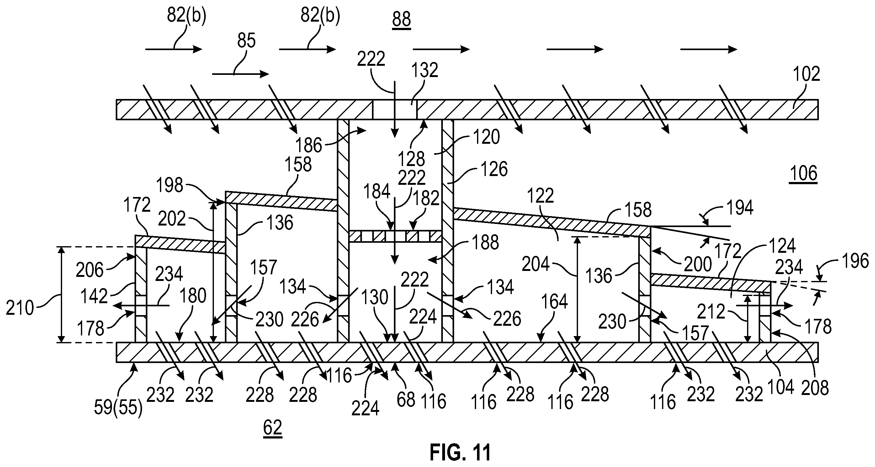 Patent US11815267 Figure 8 – Combustor liner having cooling dispersing member for localized liner cooling