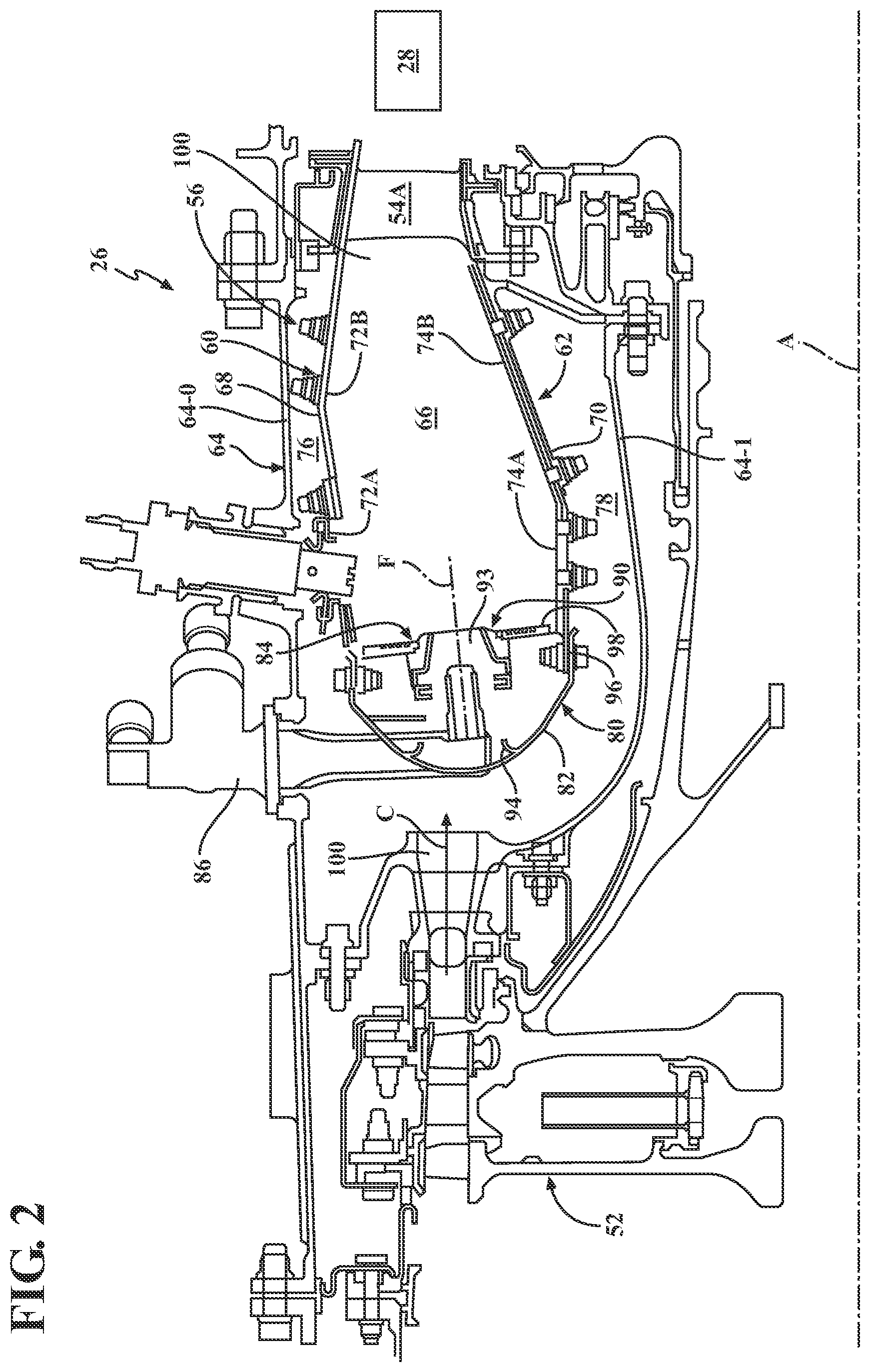 Patent US11815268 Figure 2 – Main mixer in an axial staged combustor for a gas turbine engine