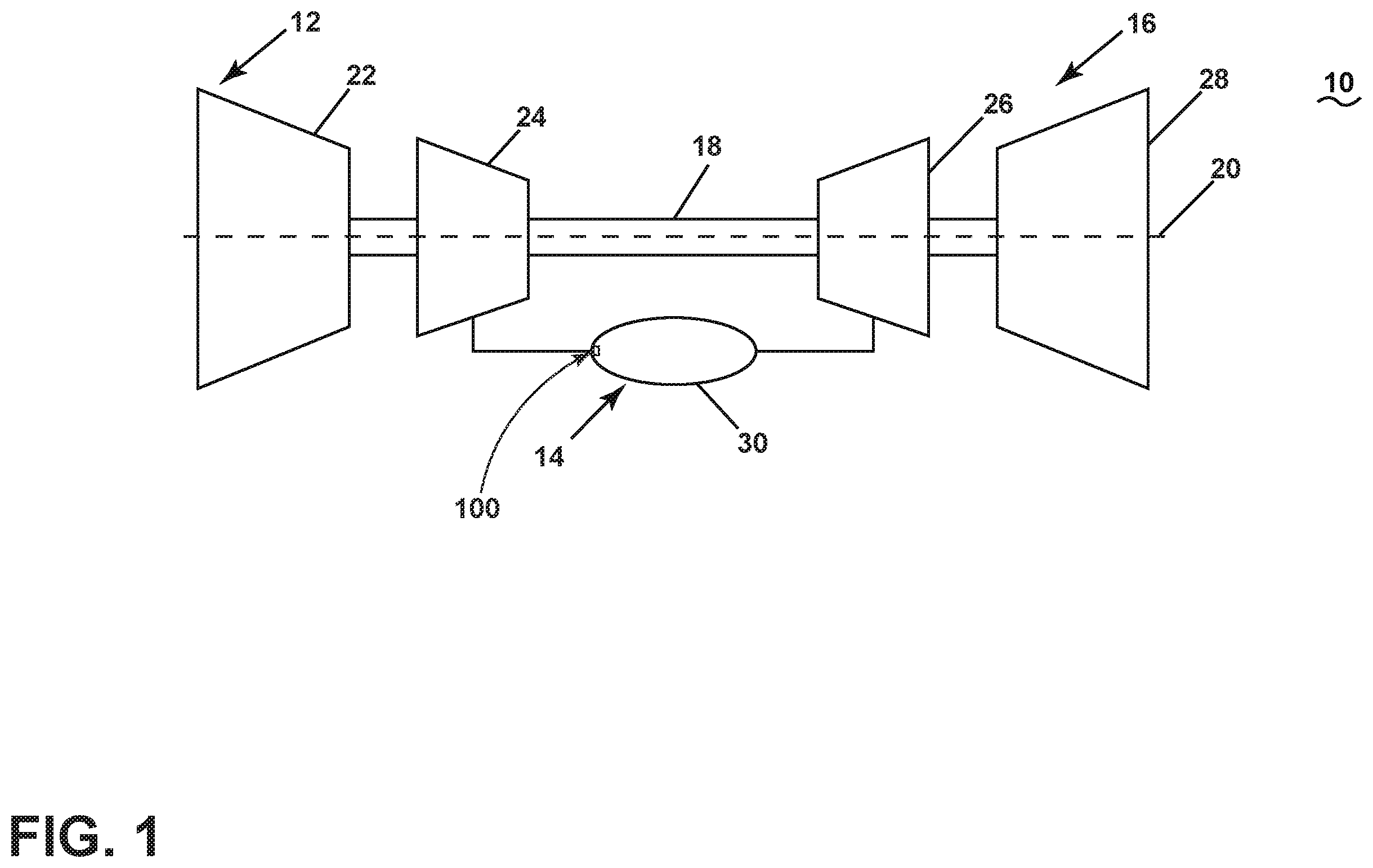Patent US11815269 Figure 1 – Fuel-air mixing assembly in a turbine engine