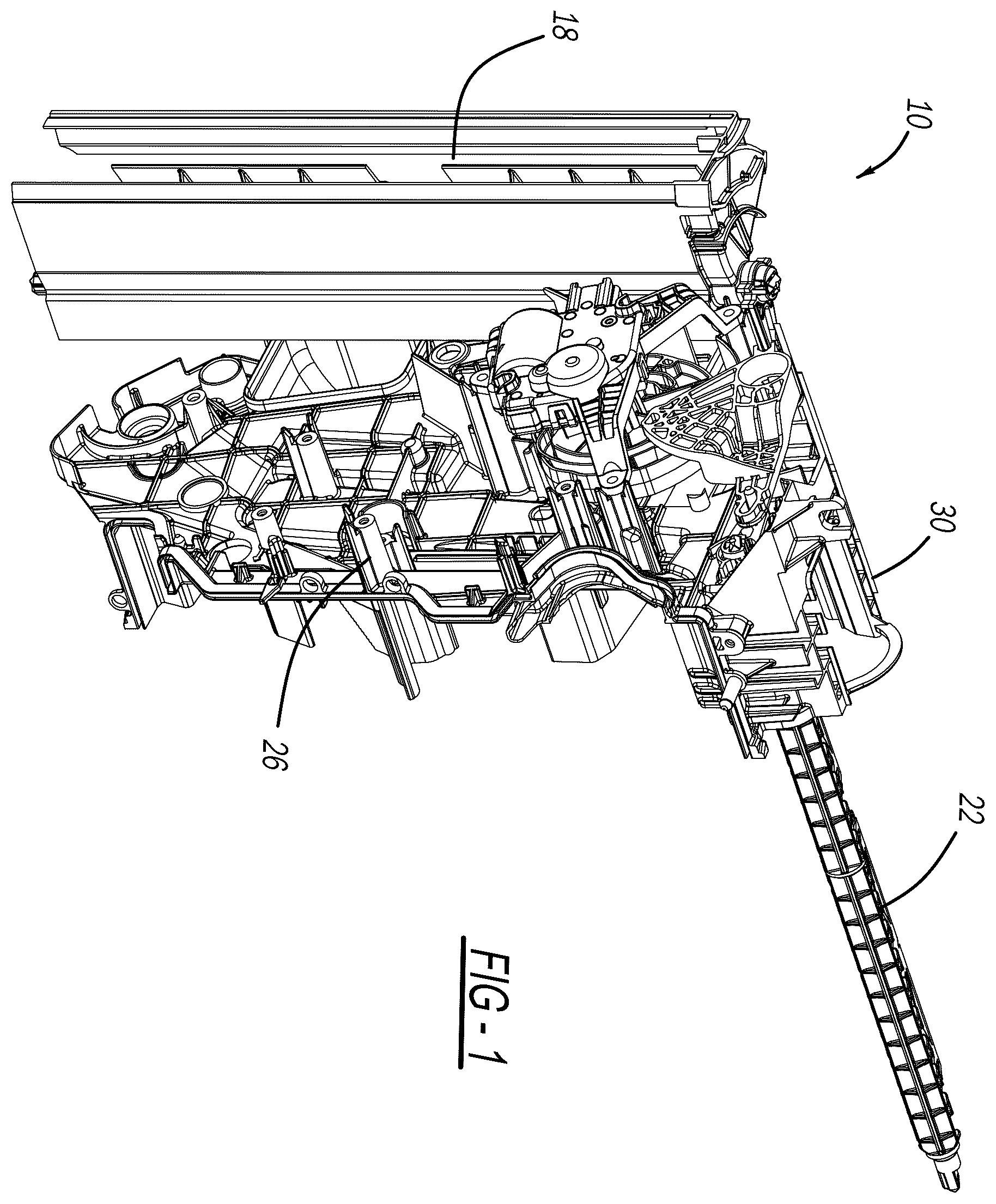 Patent US11815273 Figure 1 – Hvac door and linkage assembly for doors rotating along non-parallel axes