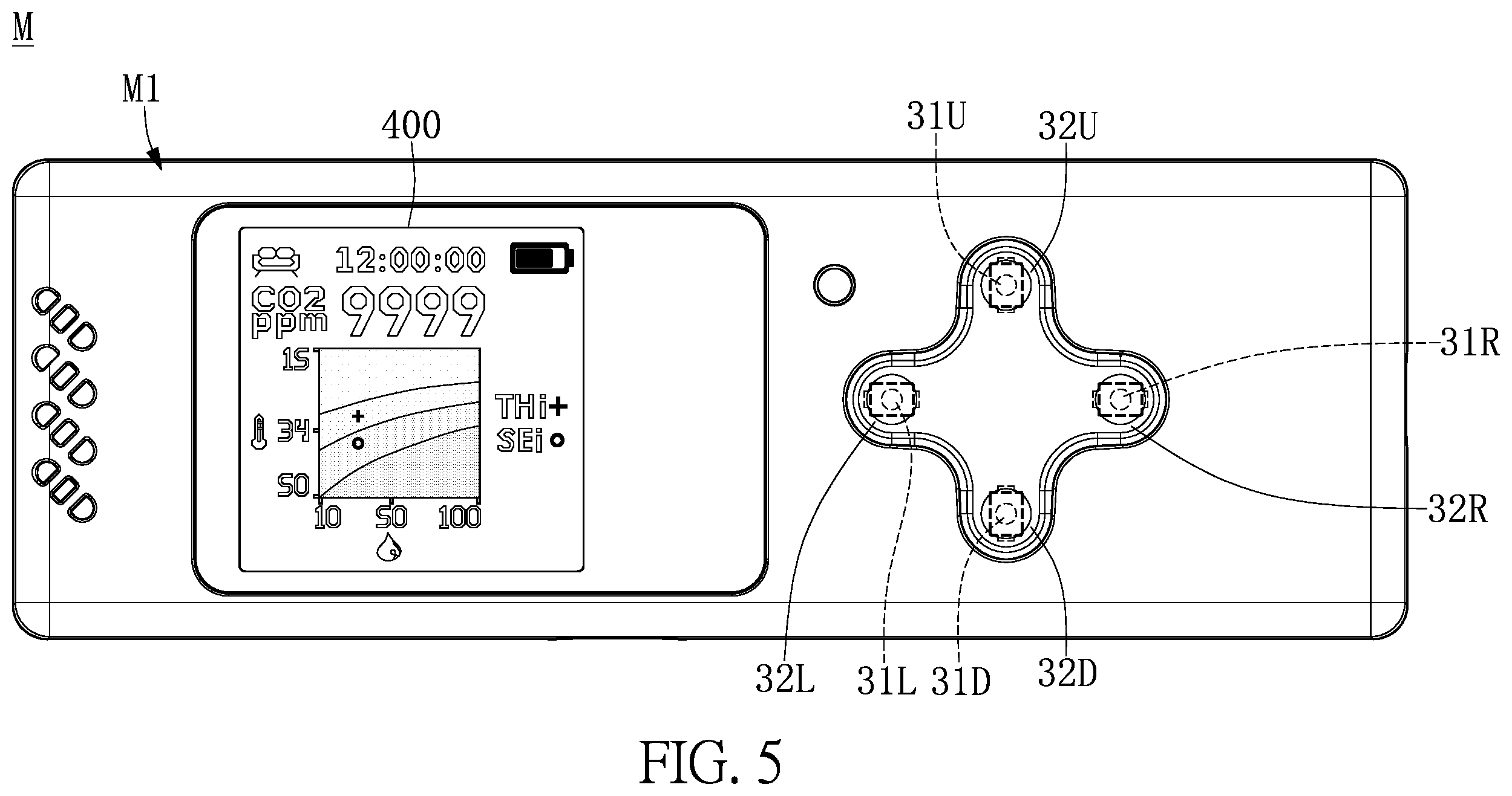 Patent US11815275 Figure 5 – Portable electronic device for providing graphical information obtained by combining temperature humidity index with comfortability index